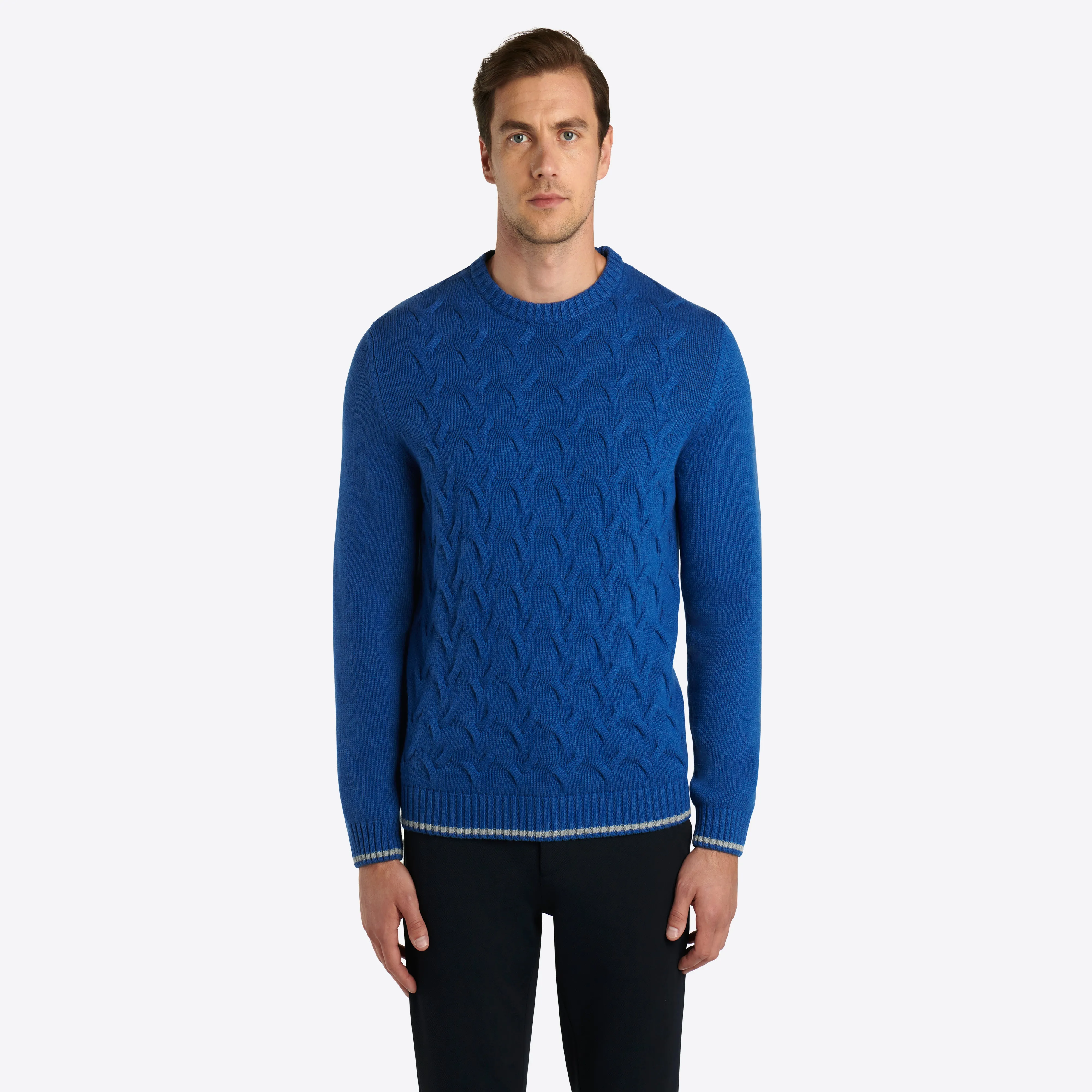 Cable Knit Crew Neck Sweater sold by Bugatchi product image thumbnail 2