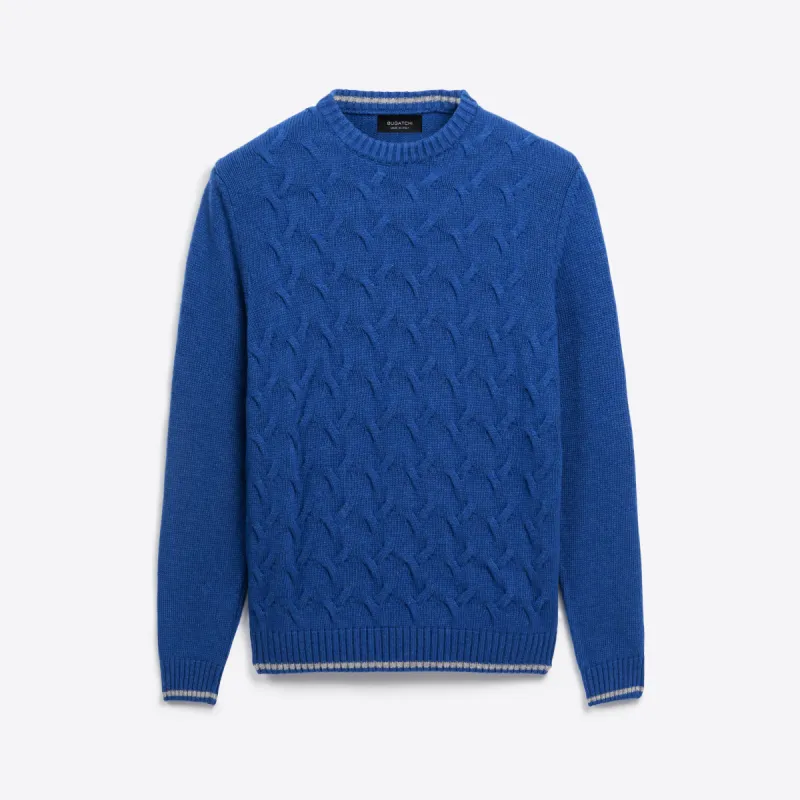 Cable Knit Crew Neck Sweater sold by Bugatchi
