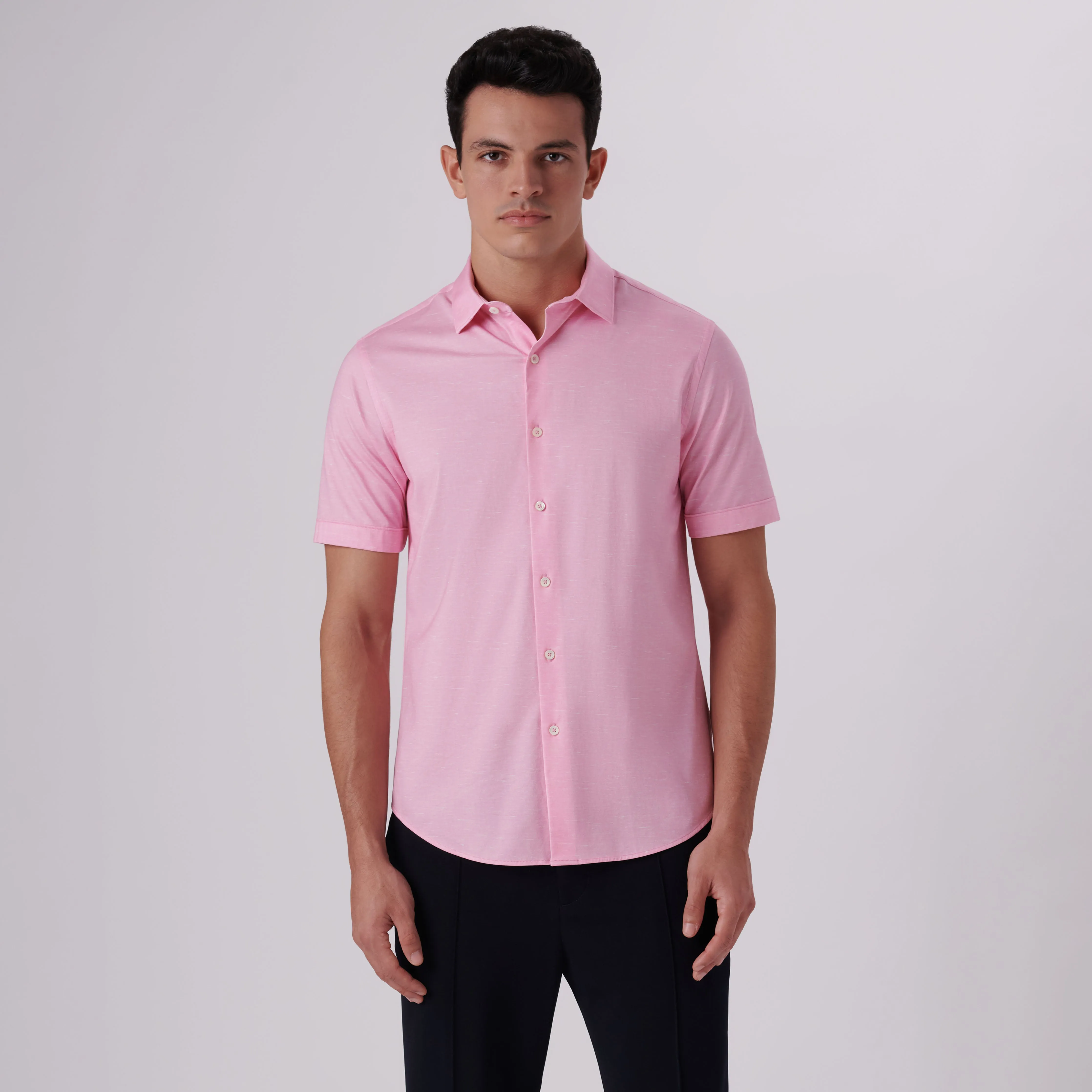 Miles Heather Print OoohCotton Short Sleeve Shirt sold by Bugatchi product image thumbnail 2