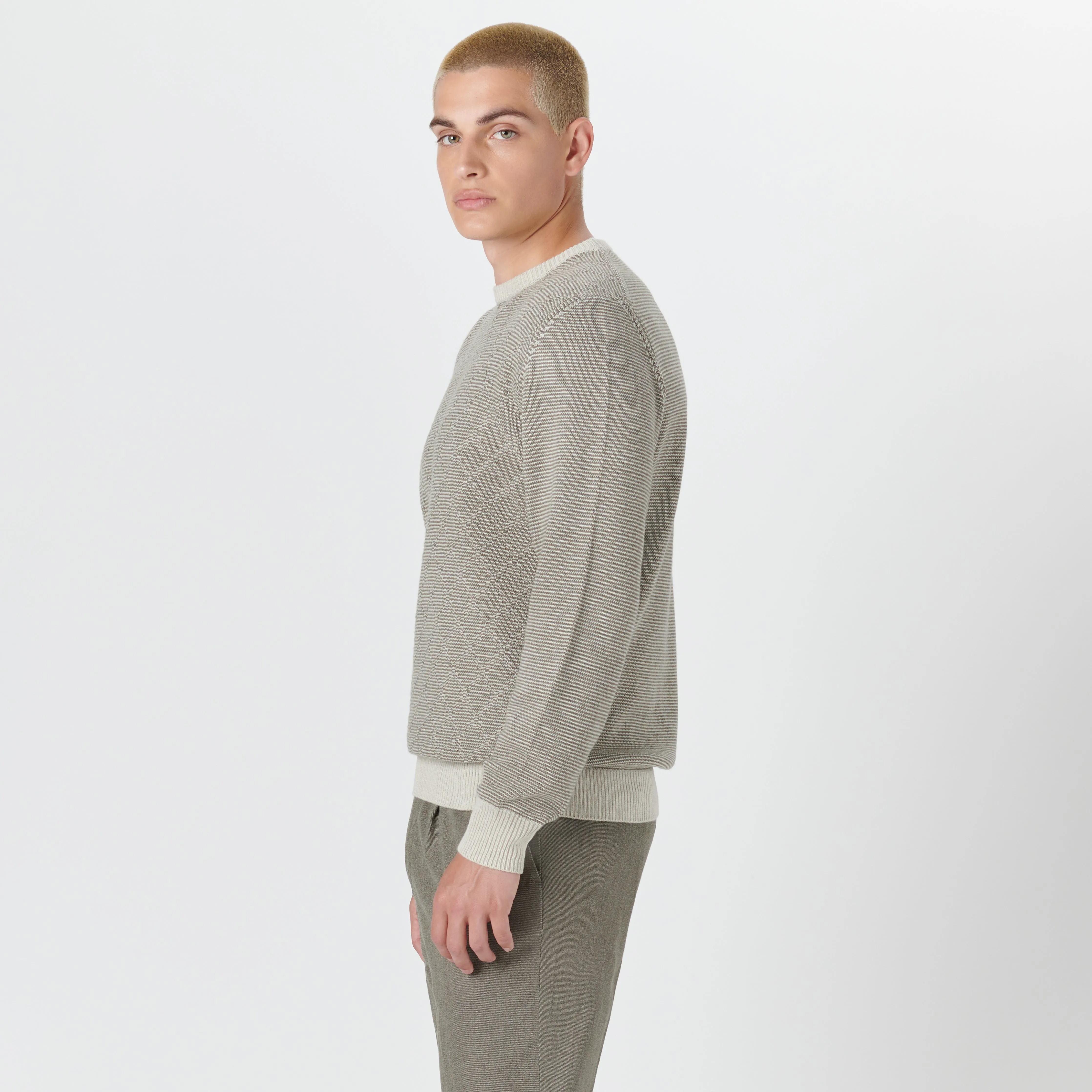 Crew Neck Diamond Check Sweater sold by Bugatchi product image thumbnail 3