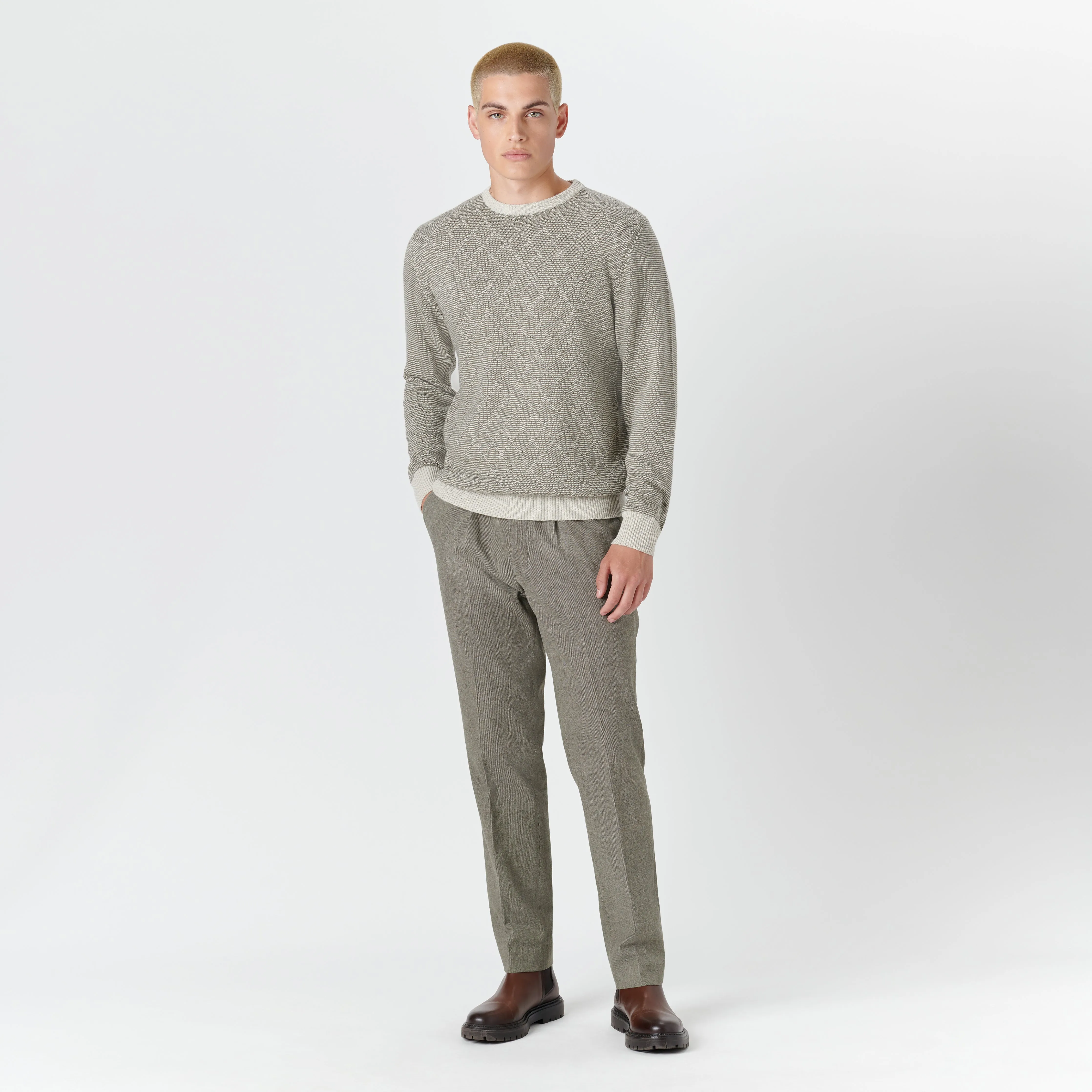 Crew Neck Diamond Check Sweater sold by Bugatchi product image thumbnail 5