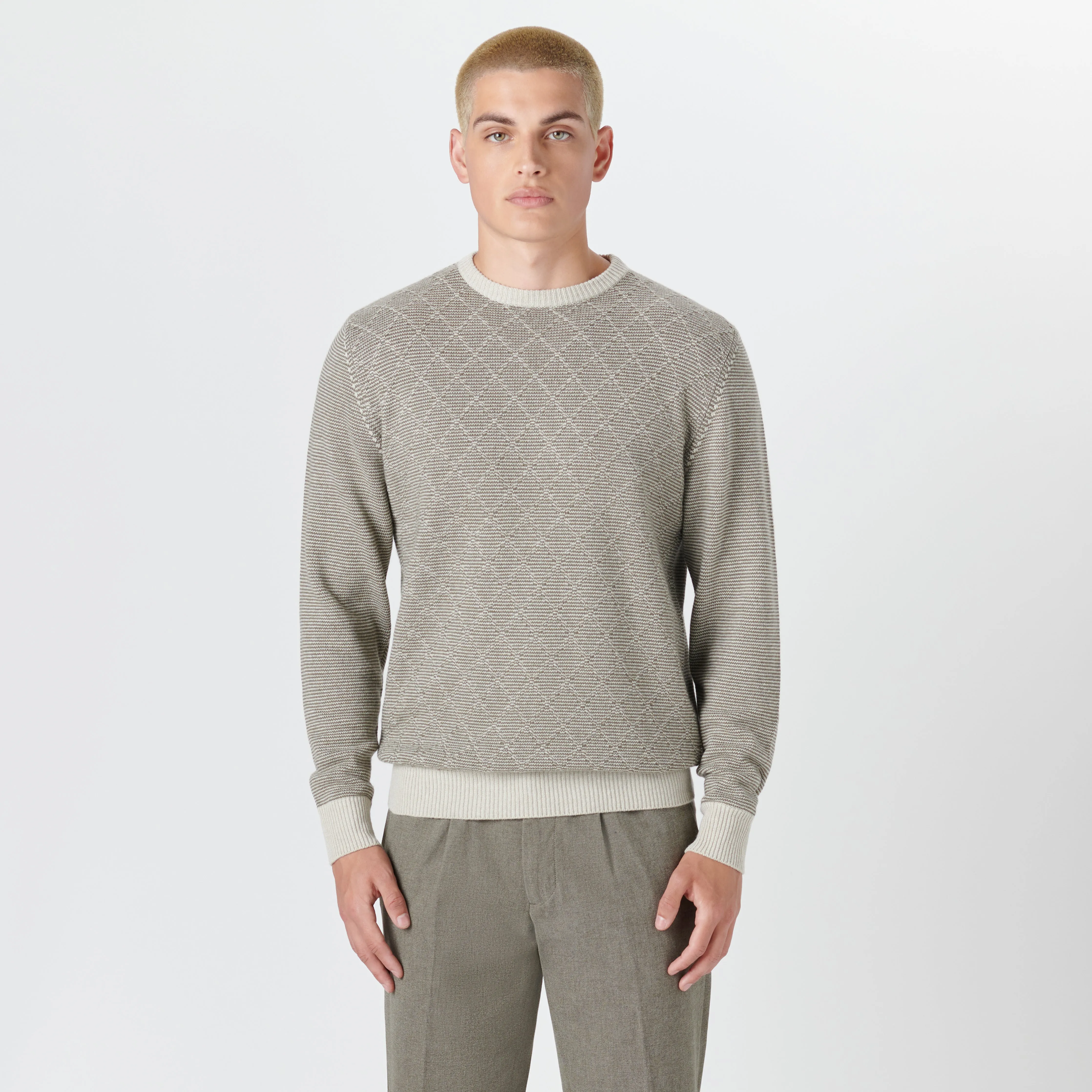 Crew Neck Diamond Check Sweater sold by Bugatchi product image thumbnail 2