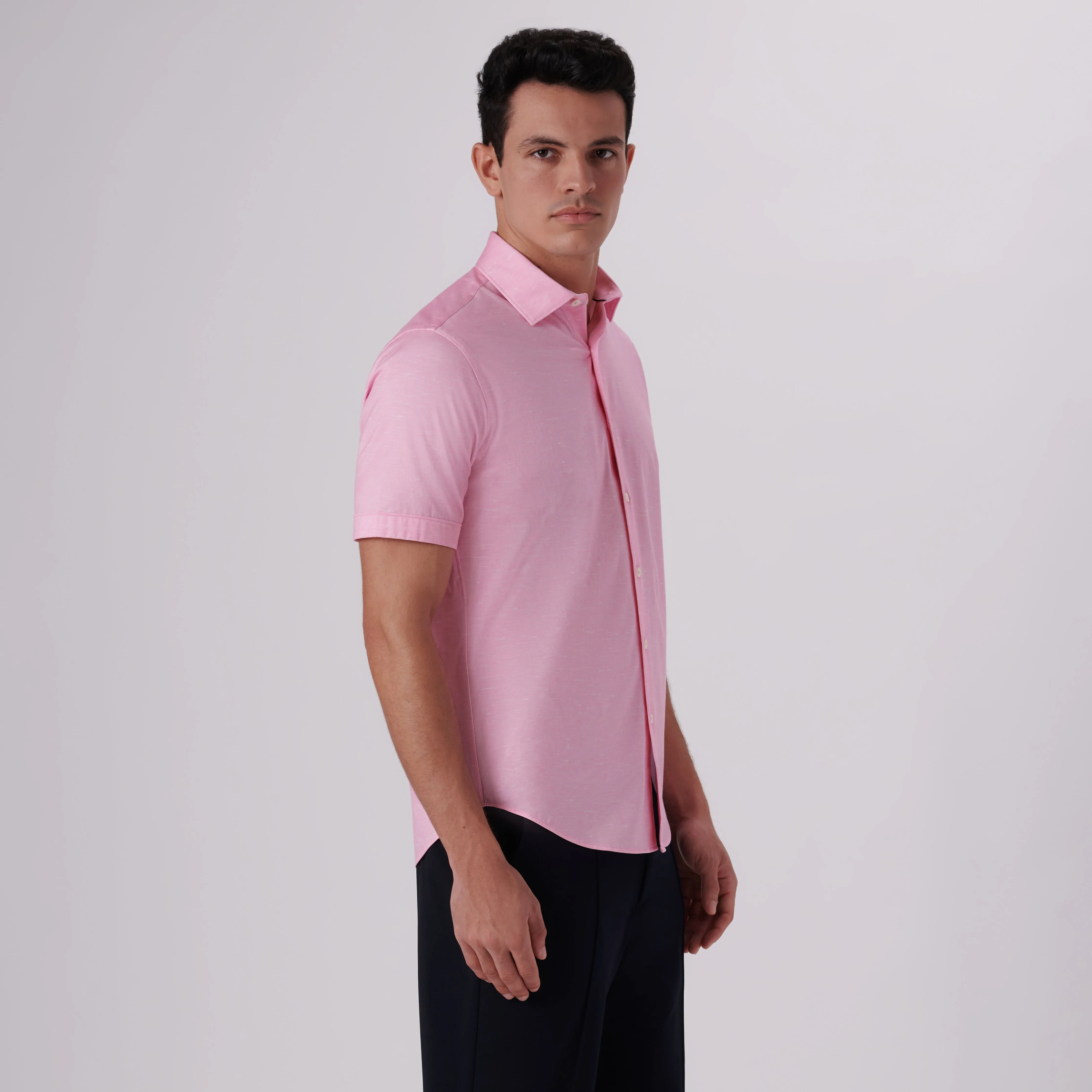 Miles Heather Print OoohCotton Short Sleeve Shirt sold by Bugatchi product image thumbnail 3