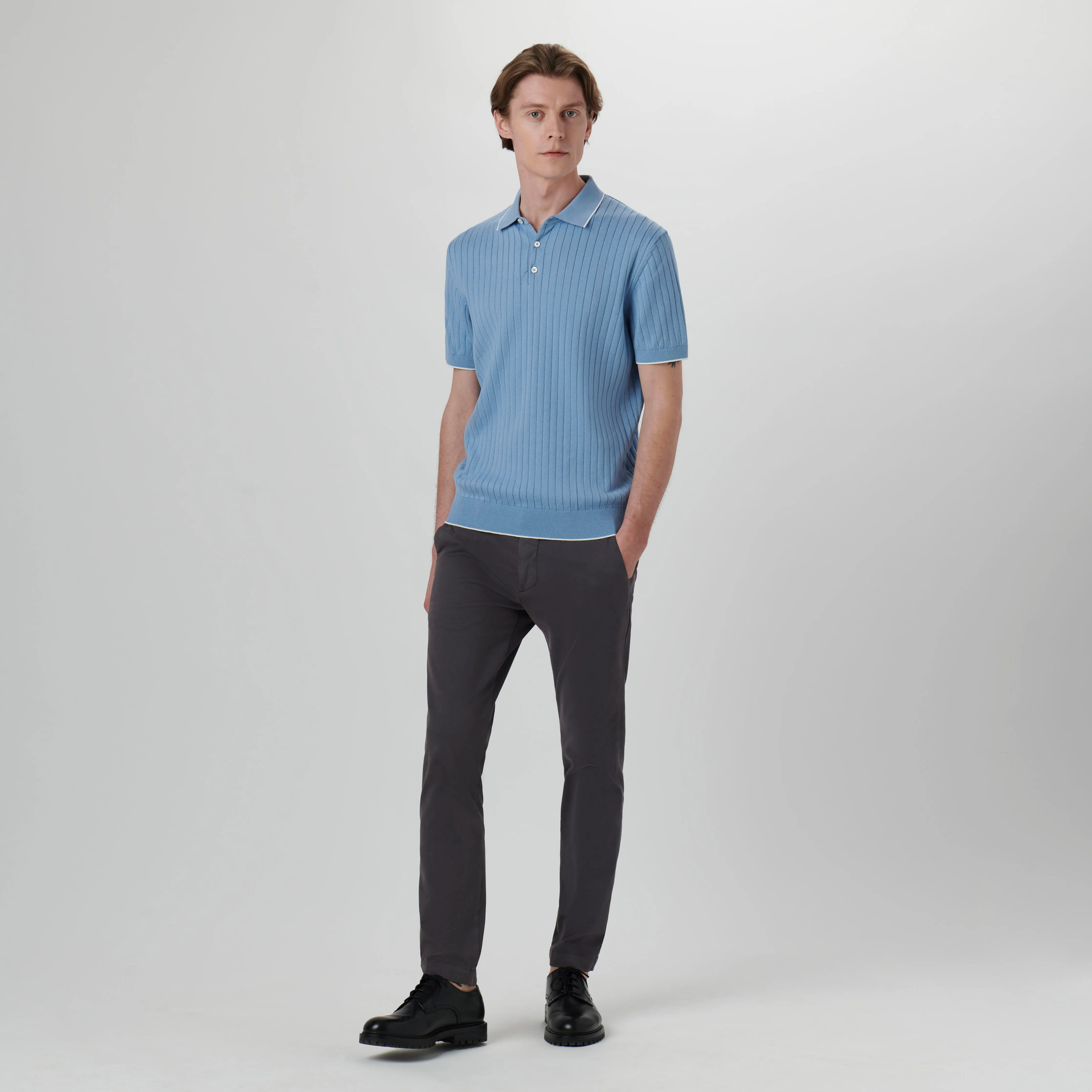 Stripe Stitch Three Button Polo Sweater sold by Bugatchi product image thumbnail 5