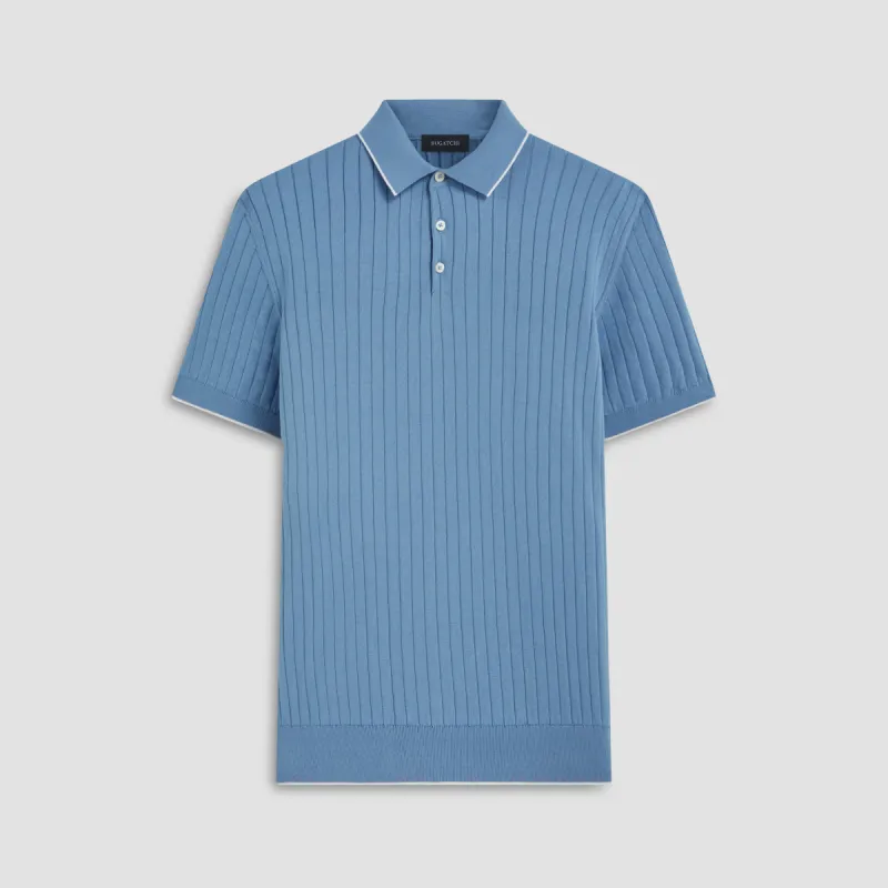 Stripe Stitch Three Button Polo Sweater sold by Bugatchi