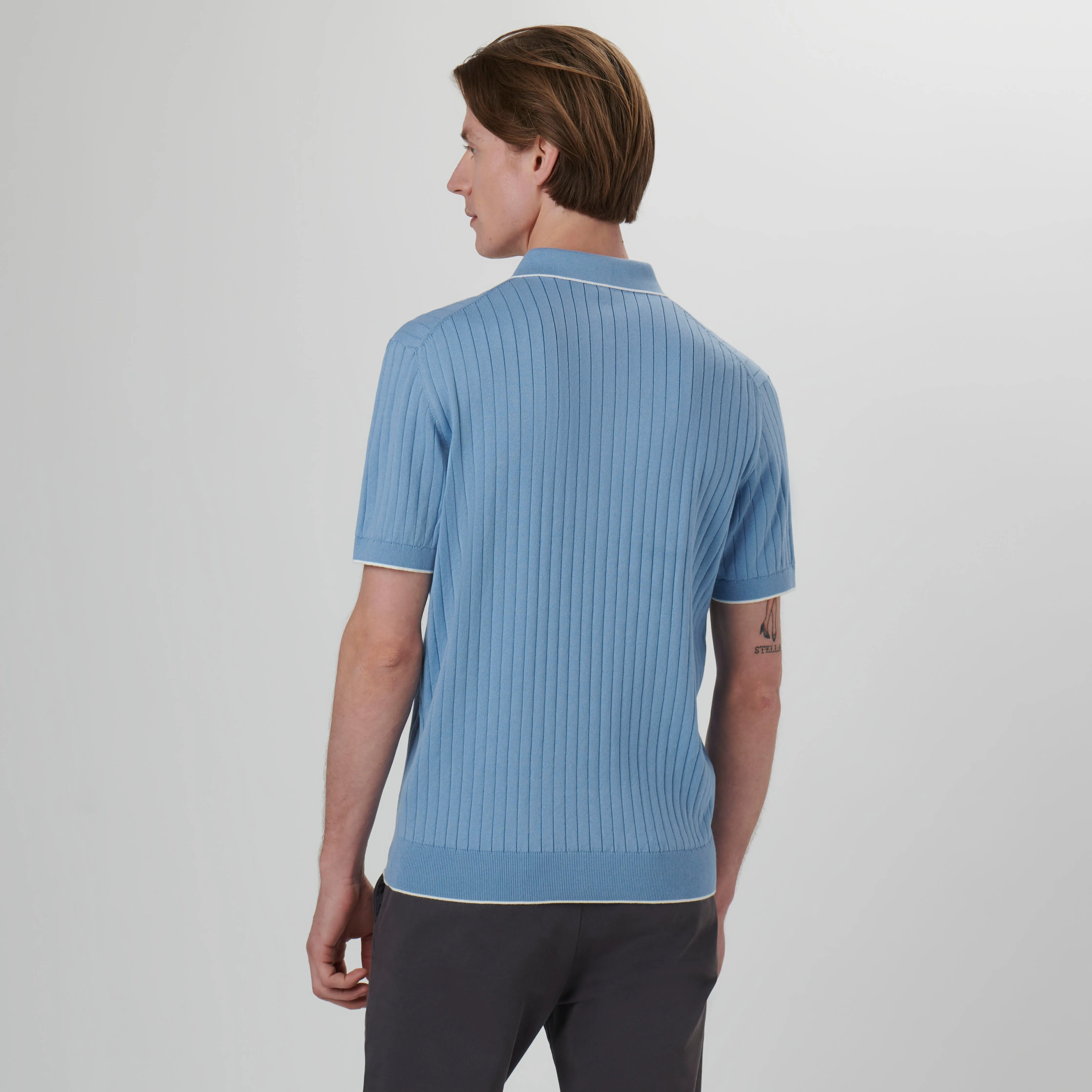 Stripe Stitch Three Button Polo Sweater sold by Bugatchi product image thumbnail 4