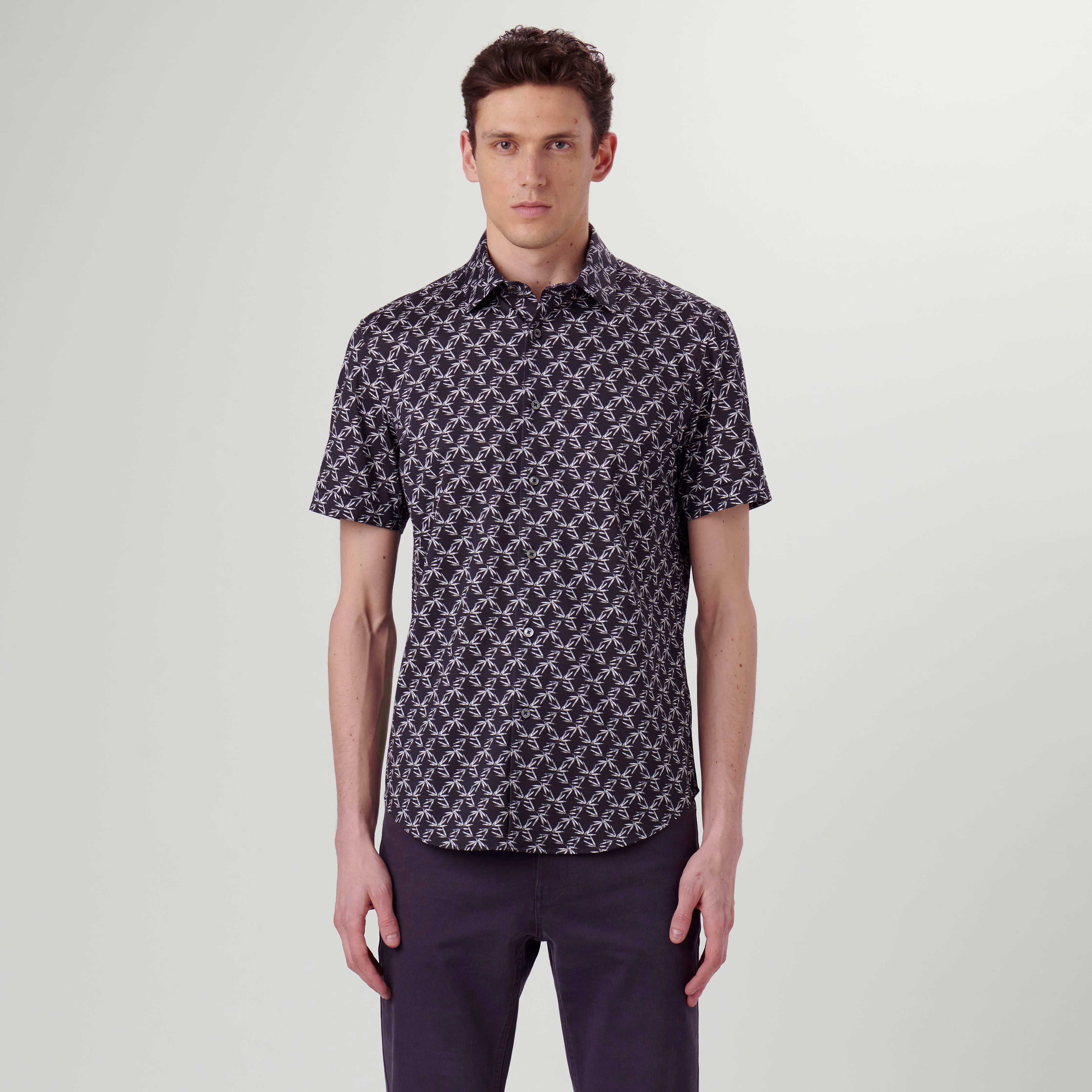 Miles Leaf Print OoohCotton Short Sleeve Shirt sold by Bugatchi product image thumbnail 2