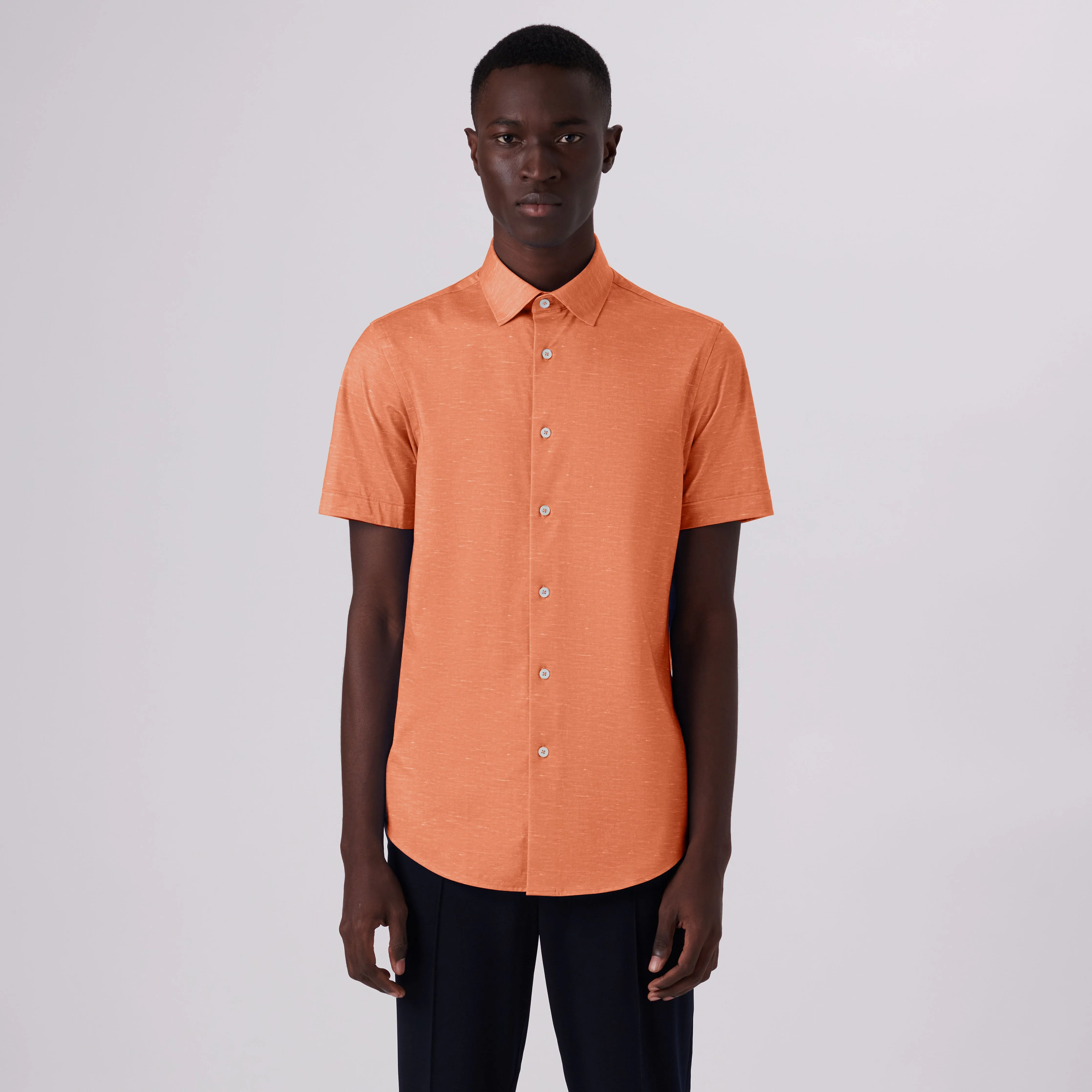 Miles Heather Print OoohCotton Short Sleeve Shirt sold by Bugatchi product image thumbnail 2