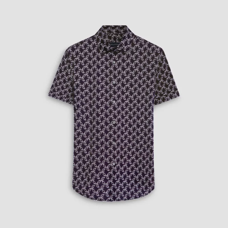Miles Leaf Print OoohCotton Short Sleeve Shirt sold by Bugatchi
