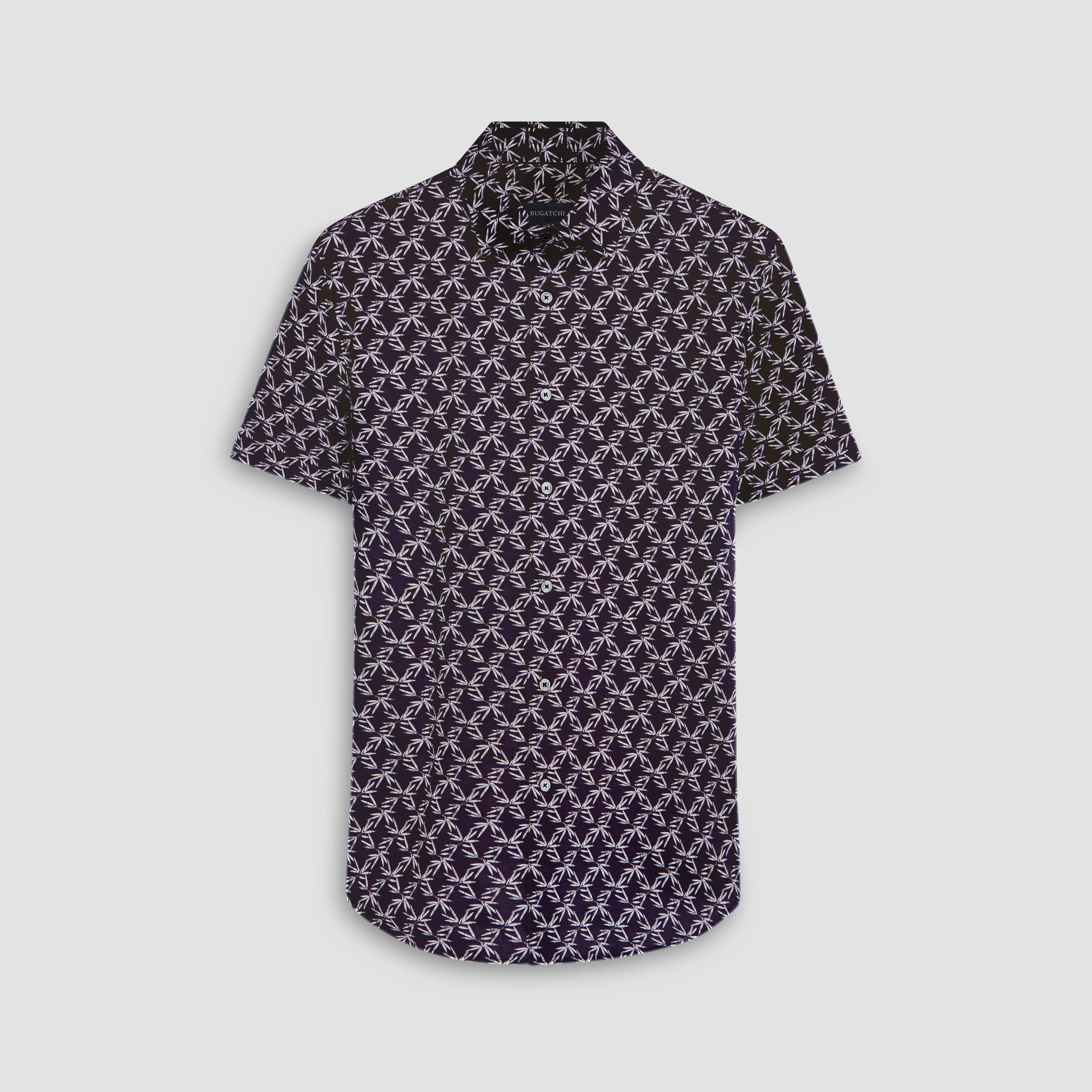 Miles Leaf Print OoohCotton Short Sleeve Shirt sold by Bugatchi
