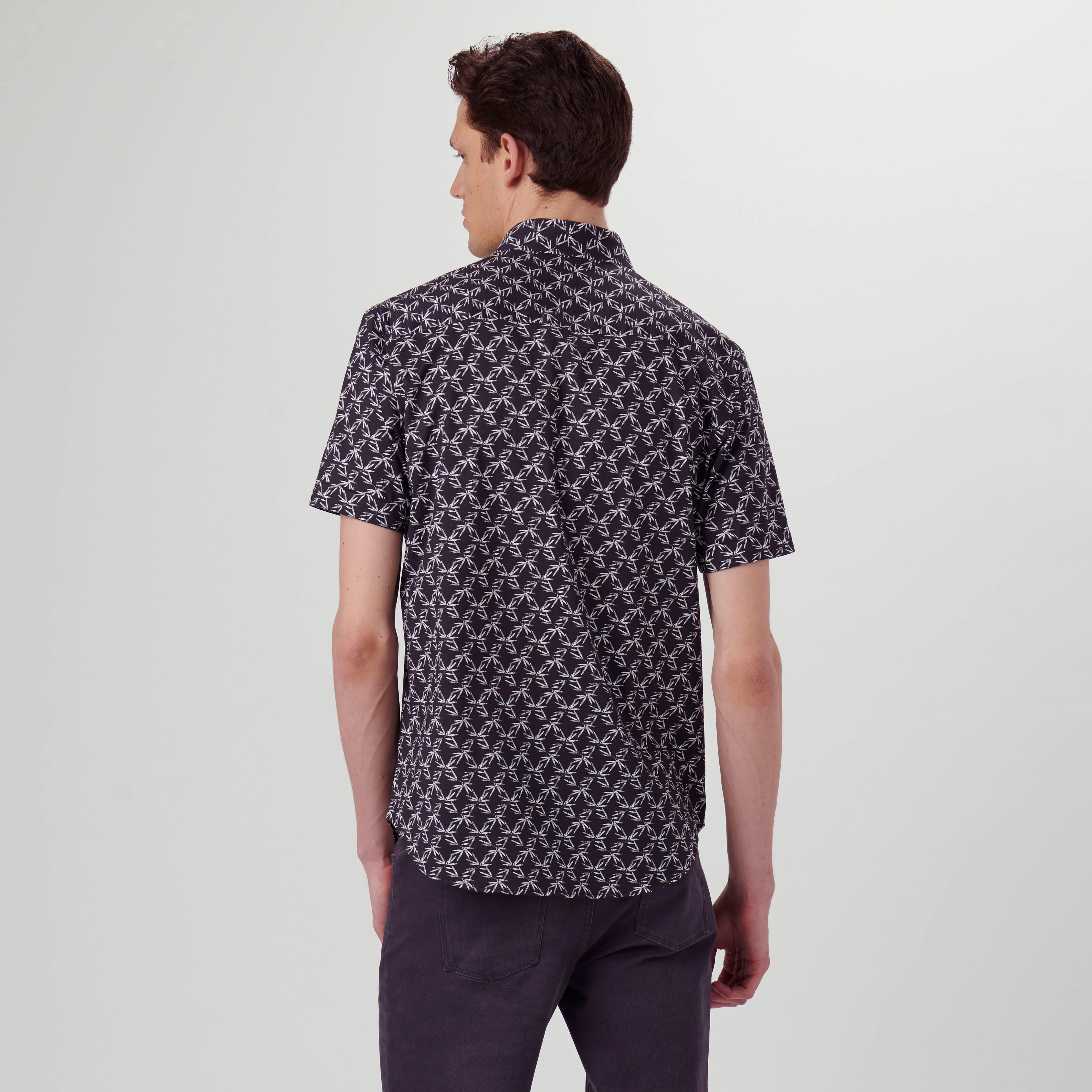 Miles Leaf Print OoohCotton Short Sleeve Shirt sold by Bugatchi product image thumbnail 4