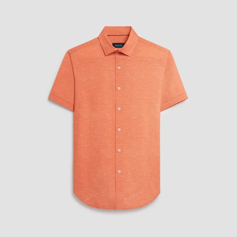 Miles Heather Print OoohCotton Short Sleeve Shirt sold by Bugatchi