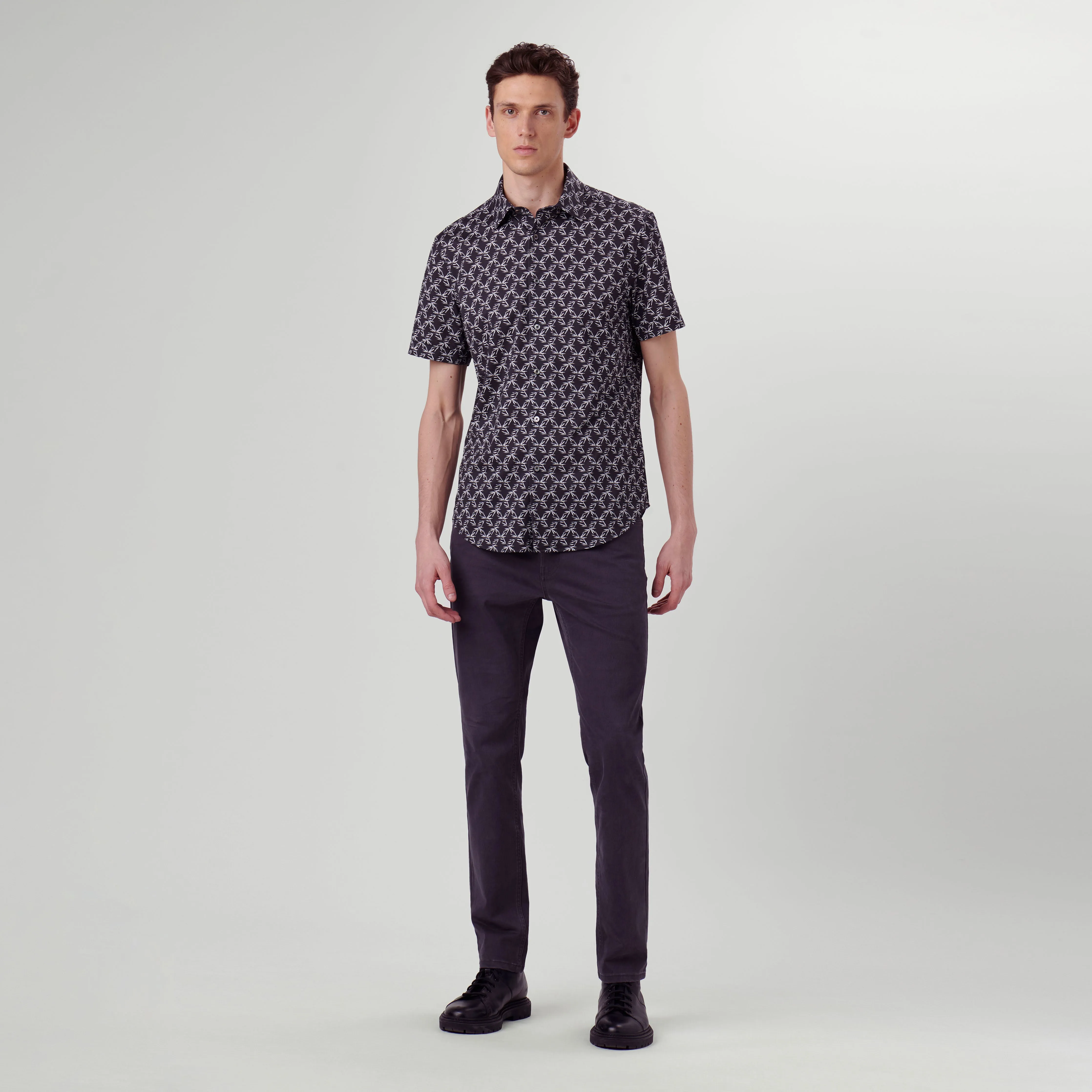 Miles Leaf Print OoohCotton Short Sleeve Shirt sold by Bugatchi product image thumbnail 5