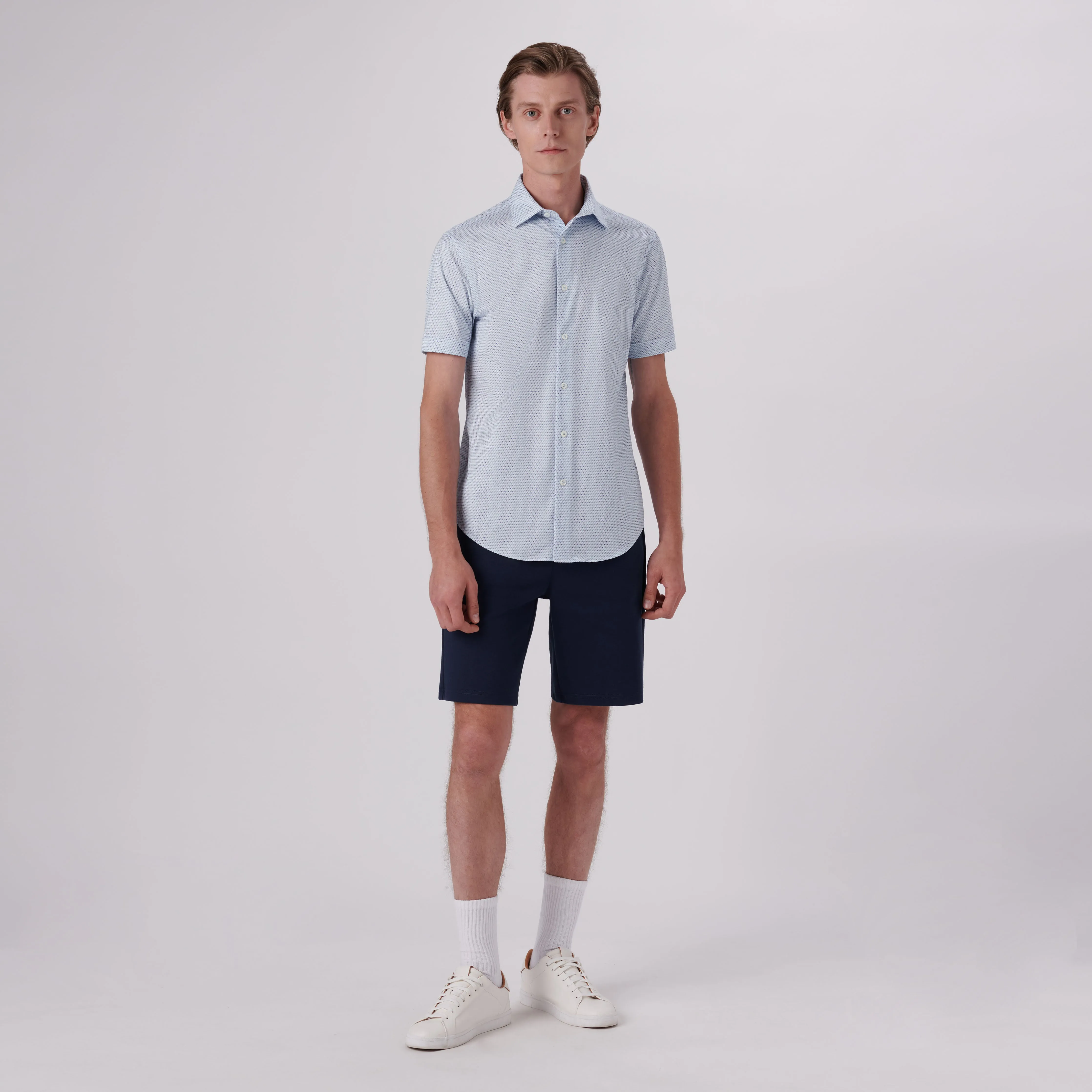 Miles Honeycomb Print OoohCotton Short Sleeve Shirt sold by Bugatchi product image thumbnail 5