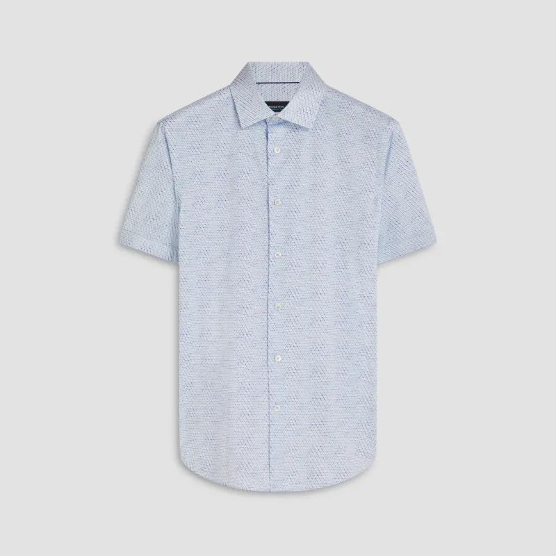 Miles Honeycomb Print OoohCotton Short Sleeve Shirt sold by Bugatchi