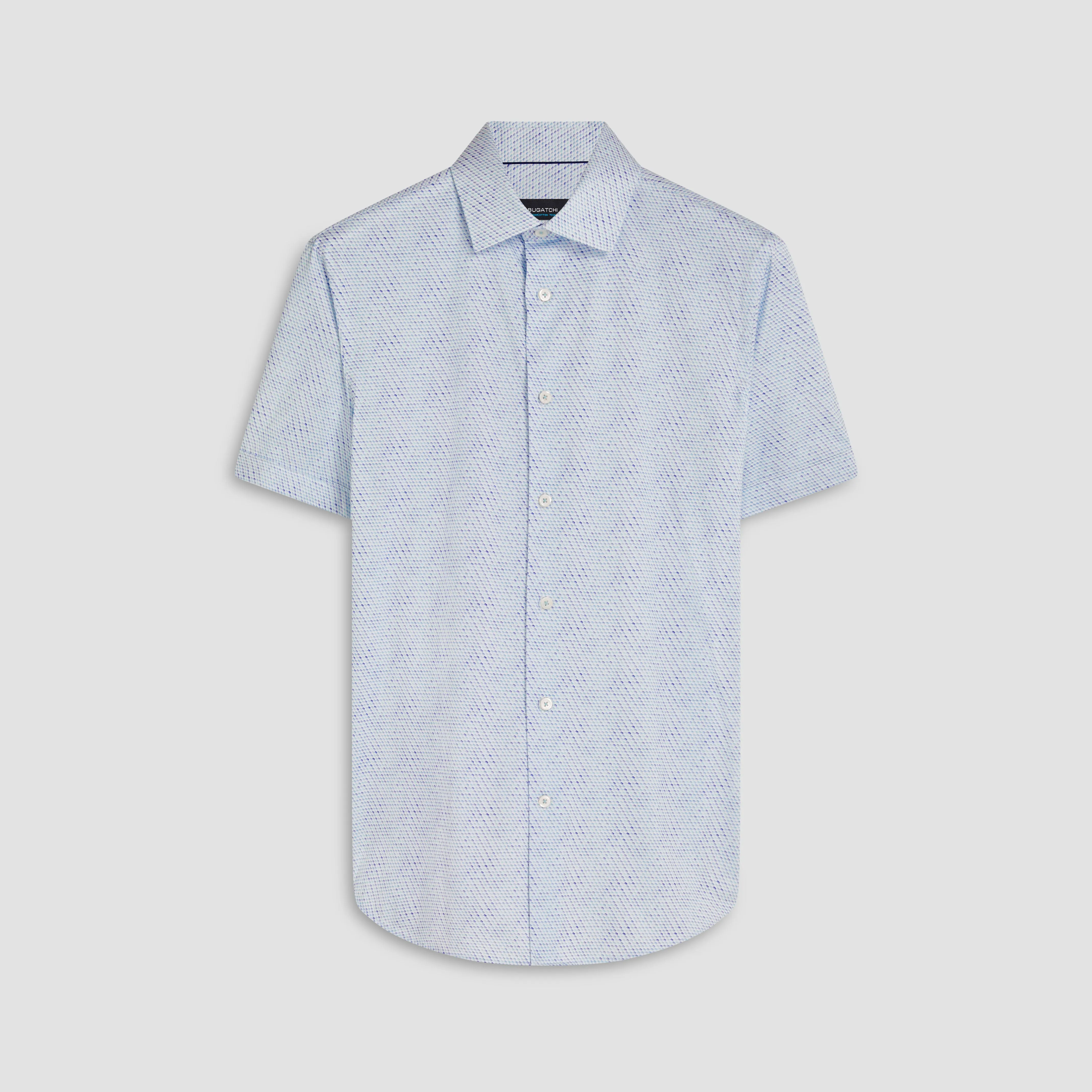 Miles Honeycomb Print OoohCotton Short Sleeve Shirt sold by Bugatchi