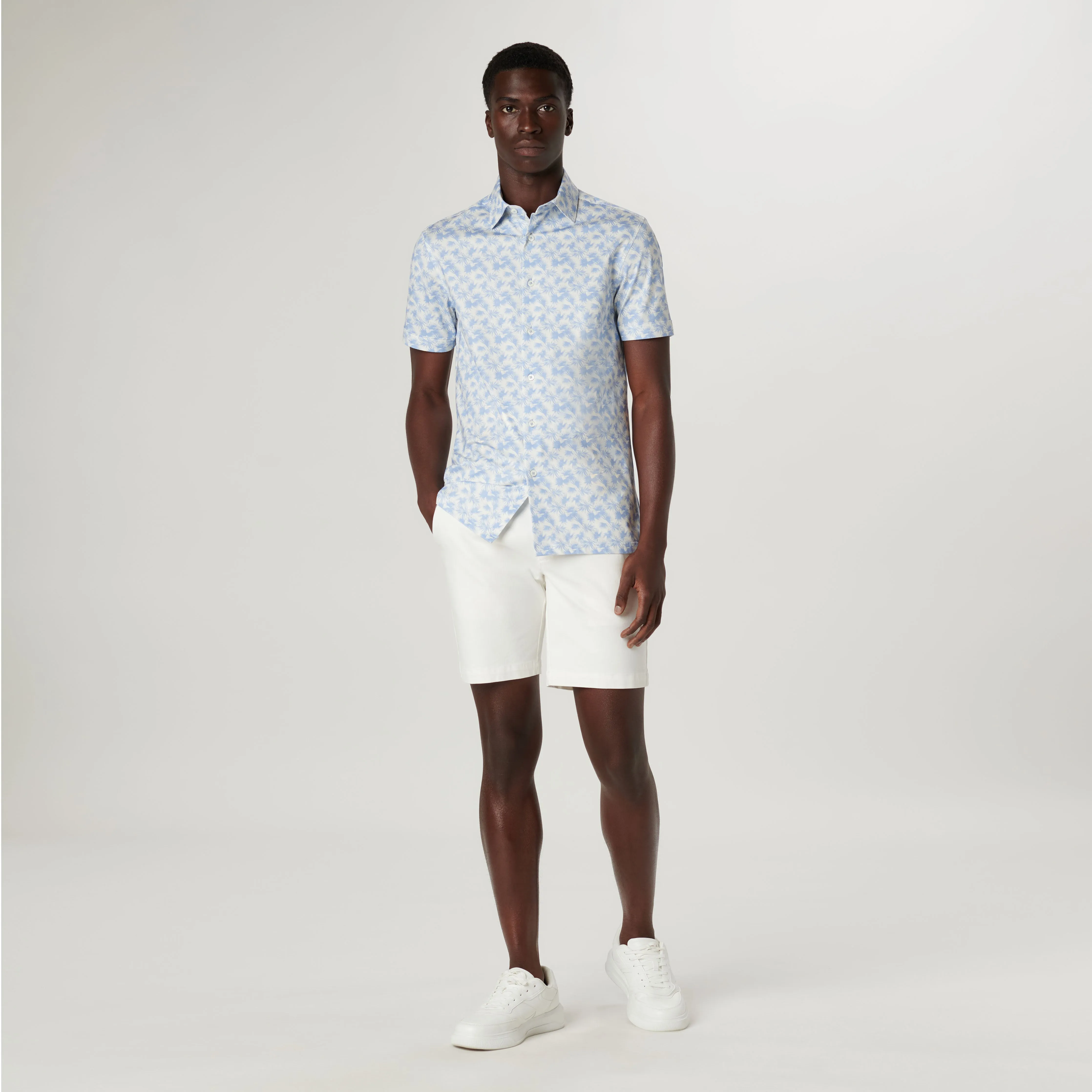 Milo Leaf Print OoohCotton Short Sleeve Shirt sold by Bugatchi product image thumbnail 5