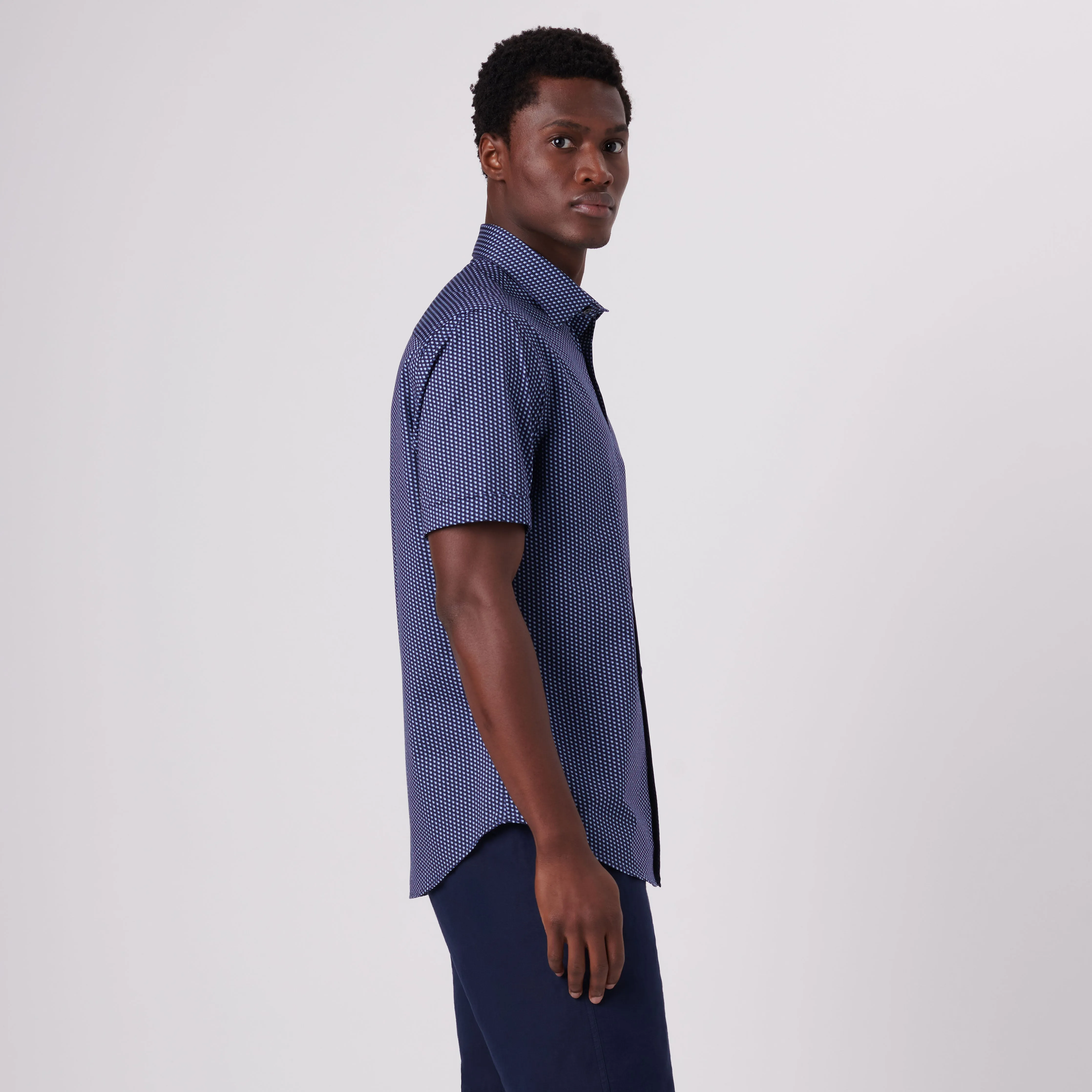 Miles Geometric Print OoohCotton Short Sleeve Shirt sold by Bugatchi product image thumbnail 3