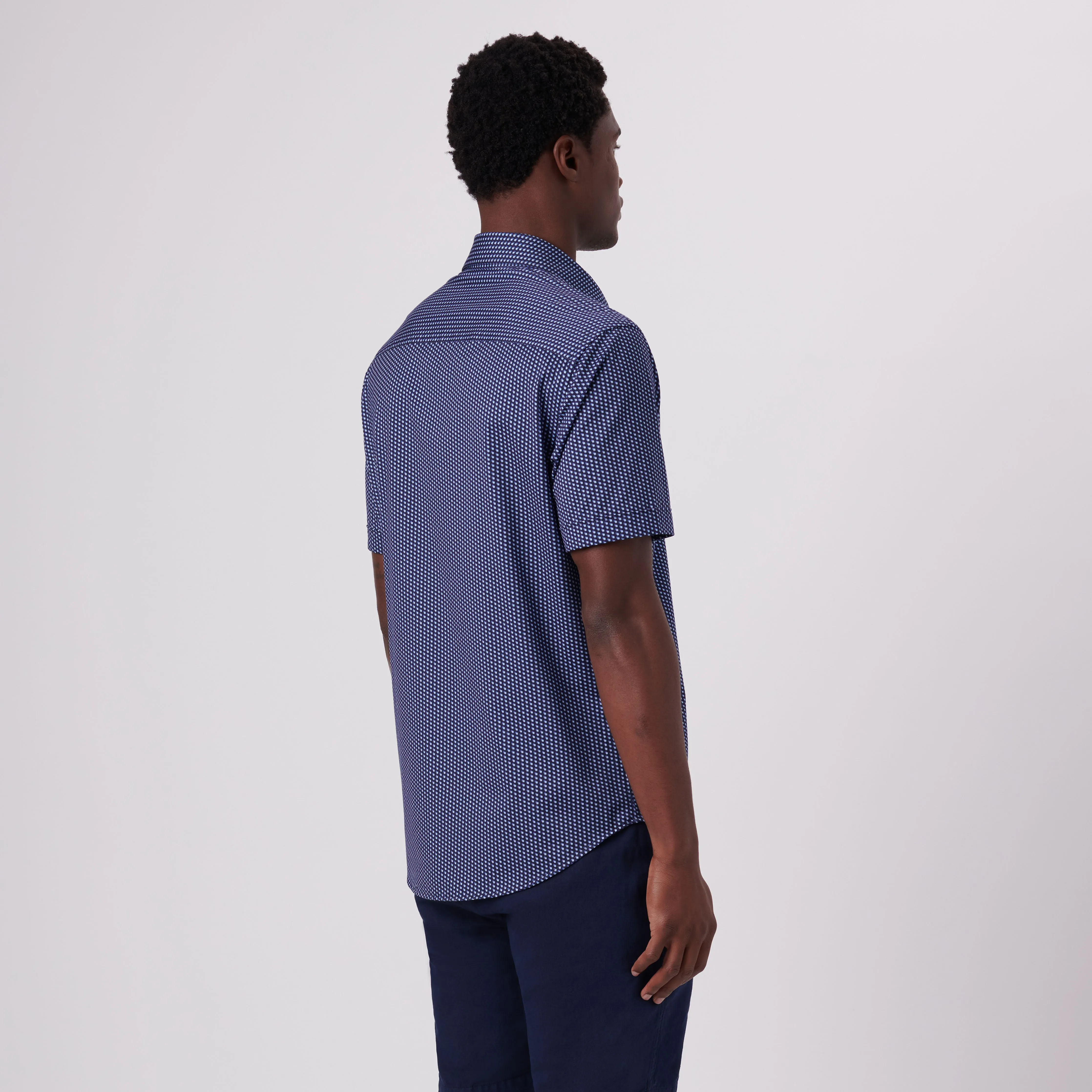 Miles Geometric Print OoohCotton Short Sleeve Shirt sold by Bugatchi product image thumbnail 4