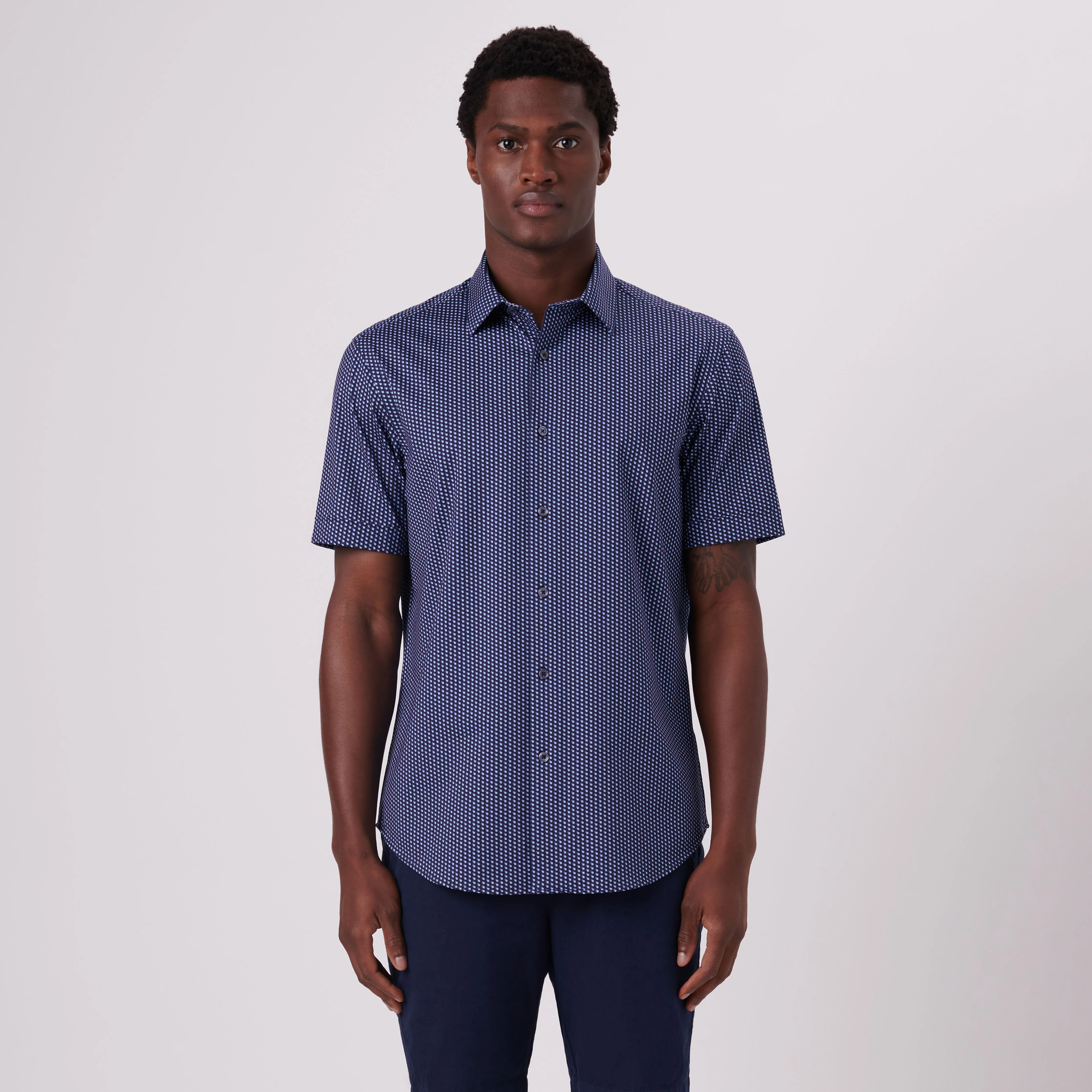 Miles Geometric Print OoohCotton Short Sleeve Shirt sold by Bugatchi product image thumbnail 2