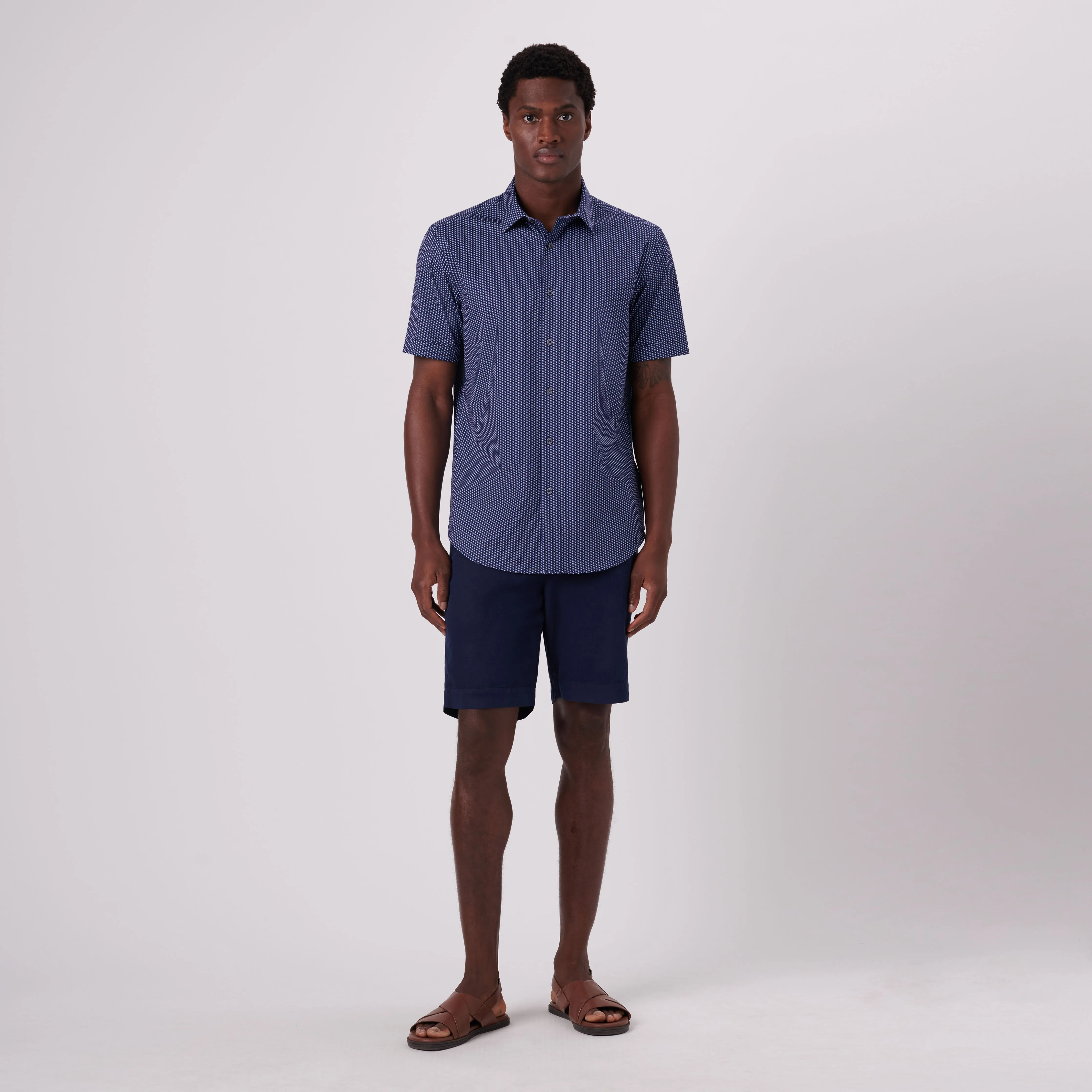 Miles Geometric Print OoohCotton Short Sleeve Shirt sold by Bugatchi product image thumbnail 5