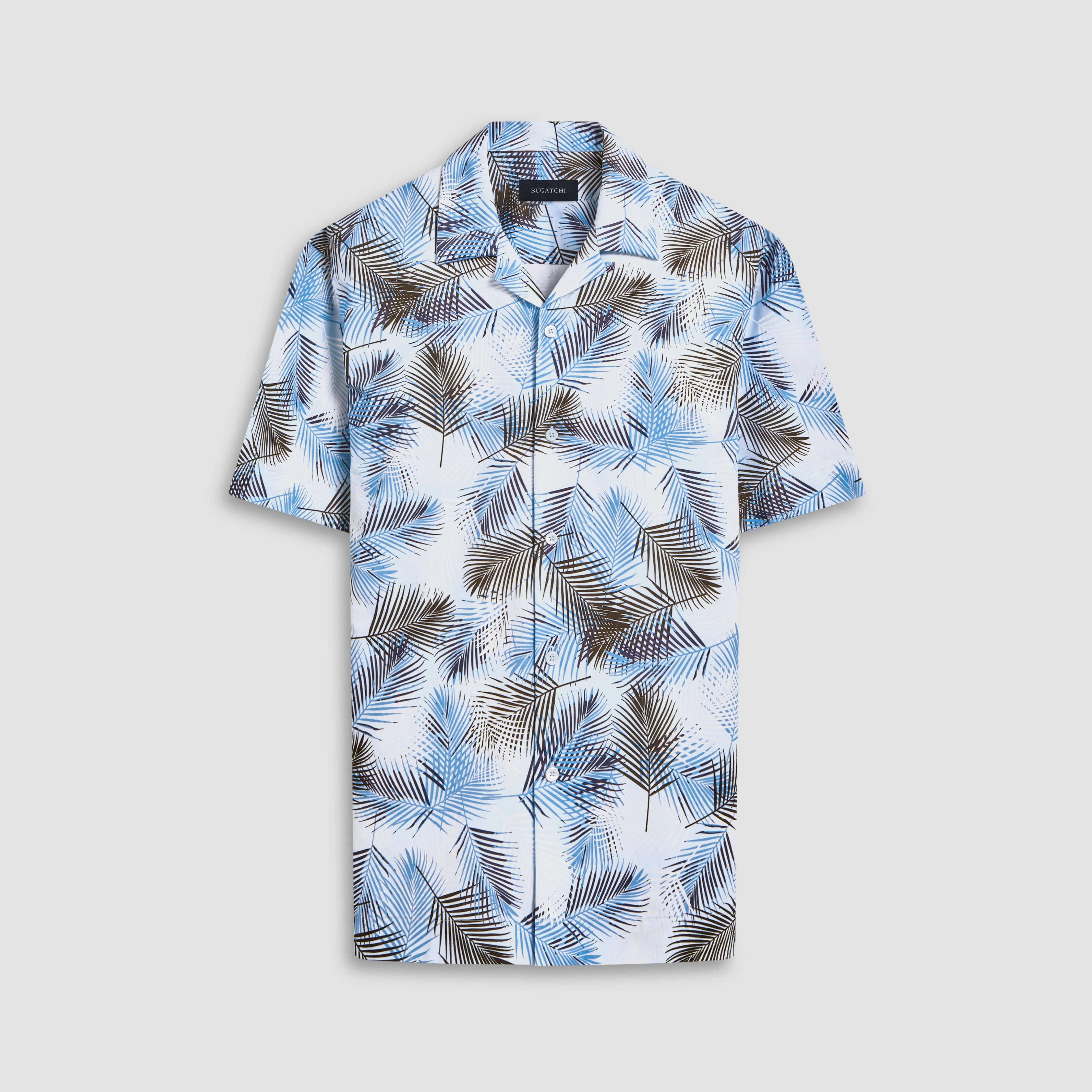 Cole Leaf Print OoohCotton Camp Shirt sold by Bugatchi