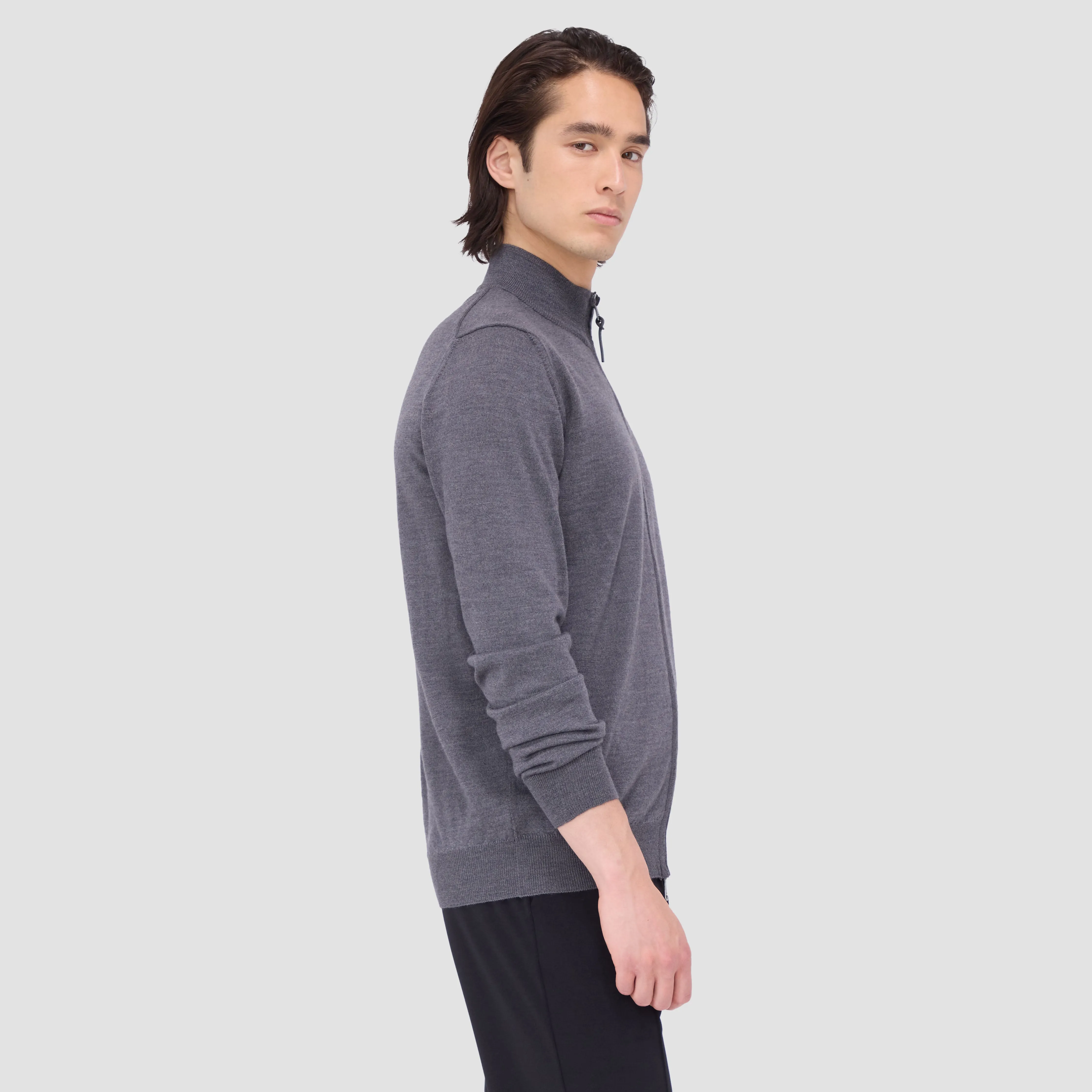 Super Merino Mock Neck Full Zip Sweater sold by Bugatchi product image thumbnail 3