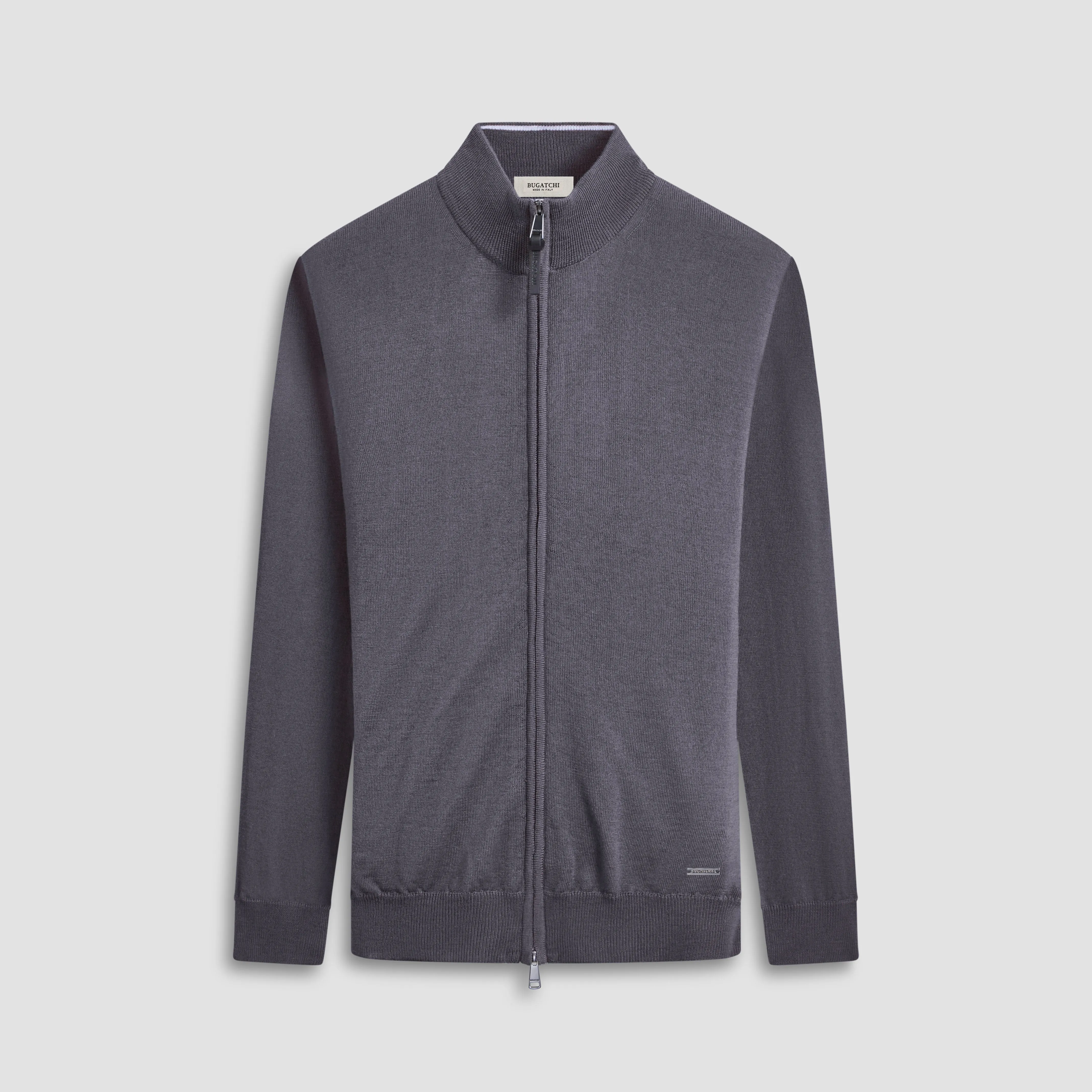 Super Merino Mock Neck Full Zip Sweater sold by Bugatchi