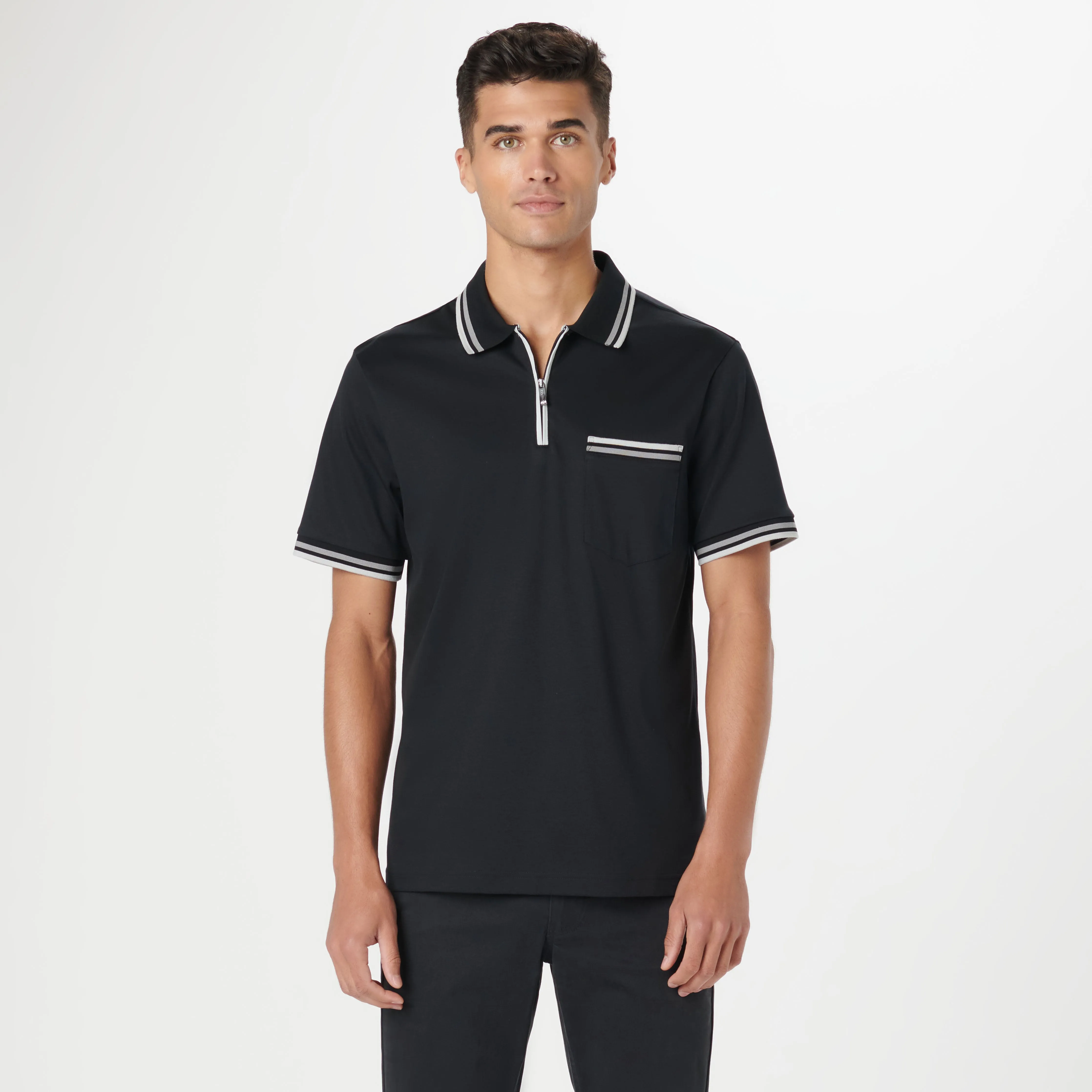 Tipped Quarter Zip Polo sold by Bugatchi product image thumbnail 2