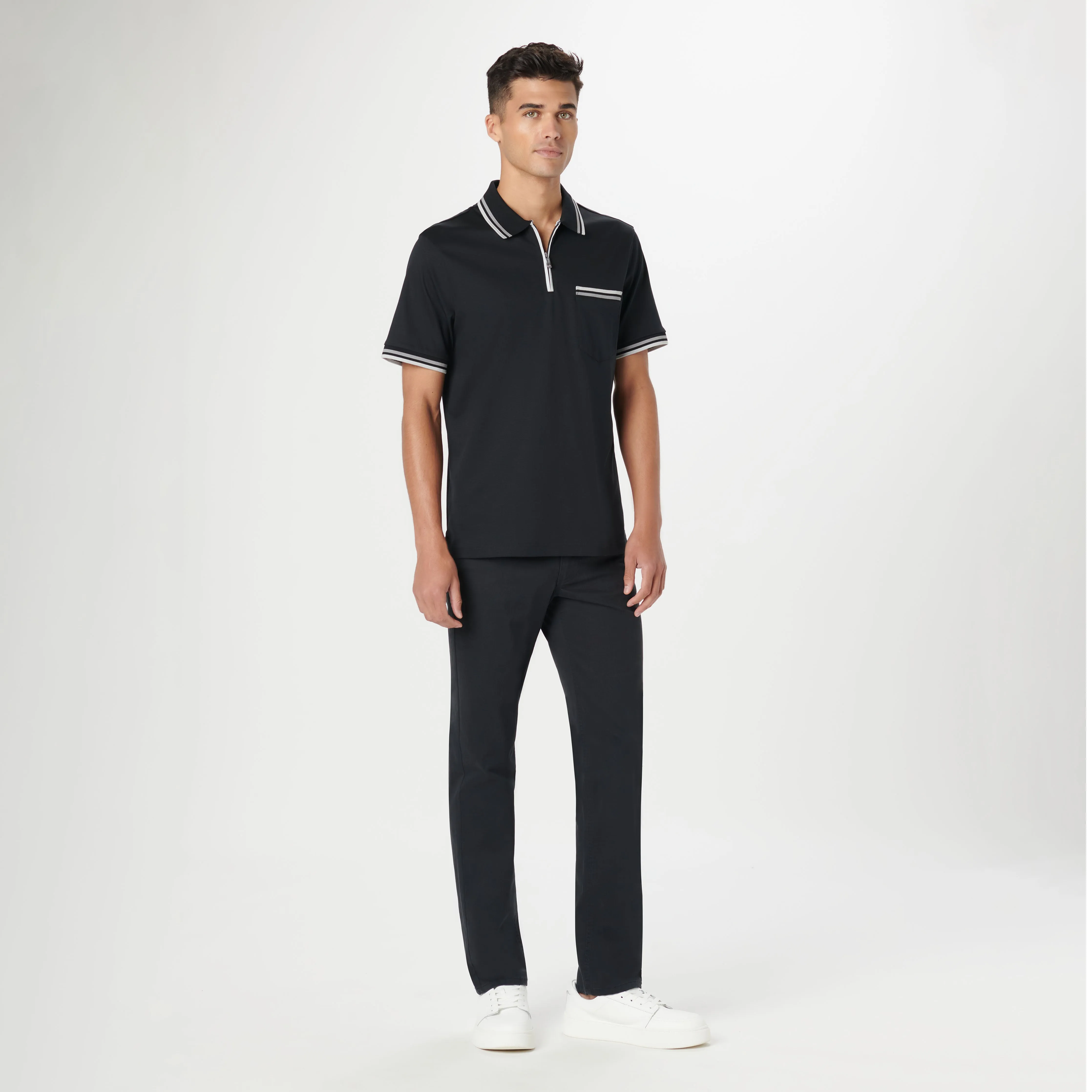 Tipped Quarter Zip Polo sold by Bugatchi product image thumbnail 5