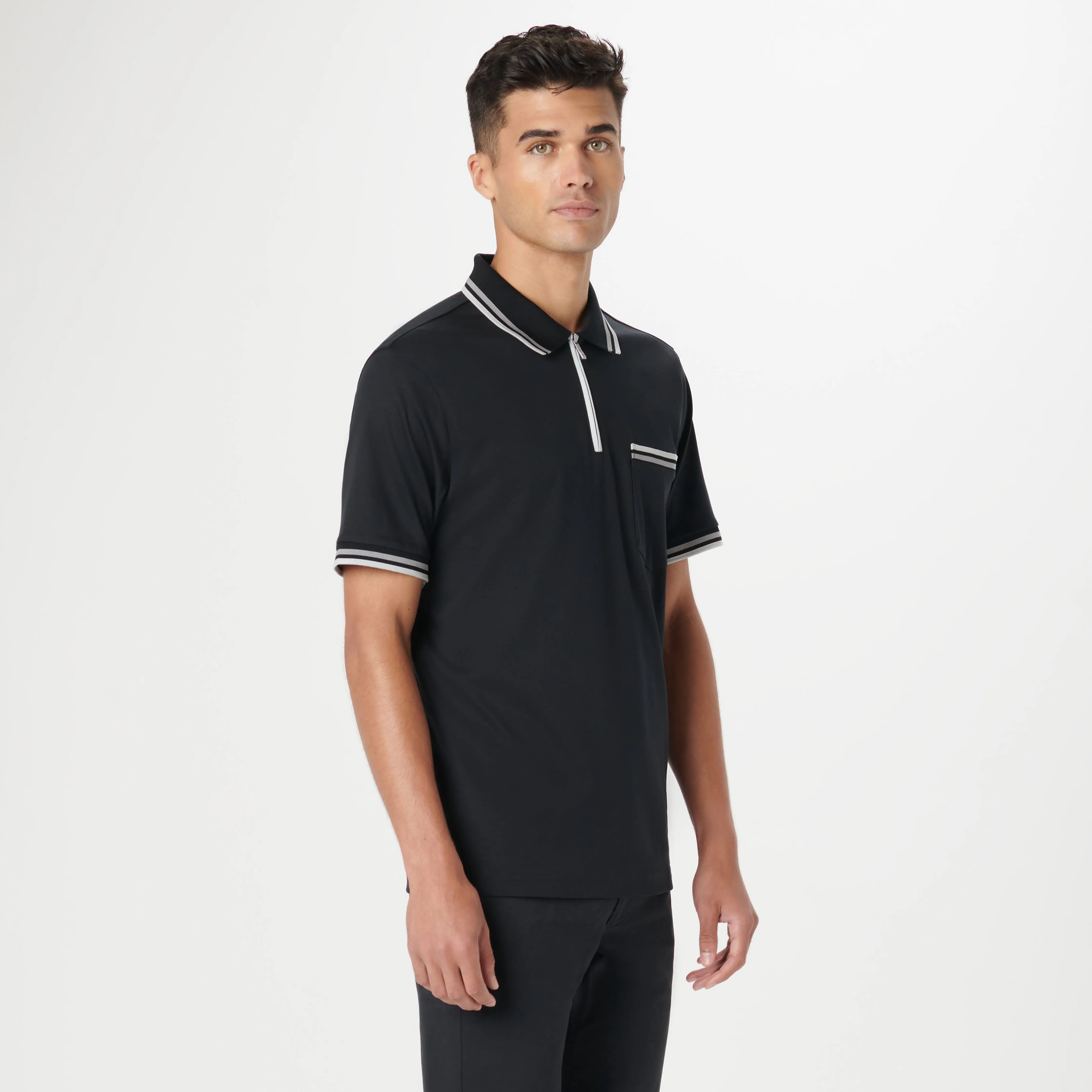 Tipped Quarter Zip Polo sold by Bugatchi product image thumbnail 3