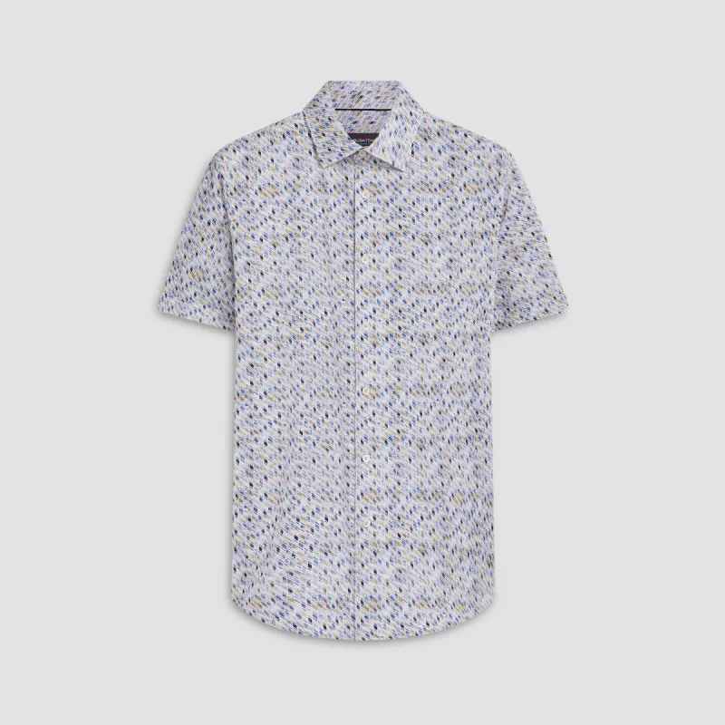 Miles Geometric Print OoohCotton Short Sleeve Shirt sold by Bugatchi