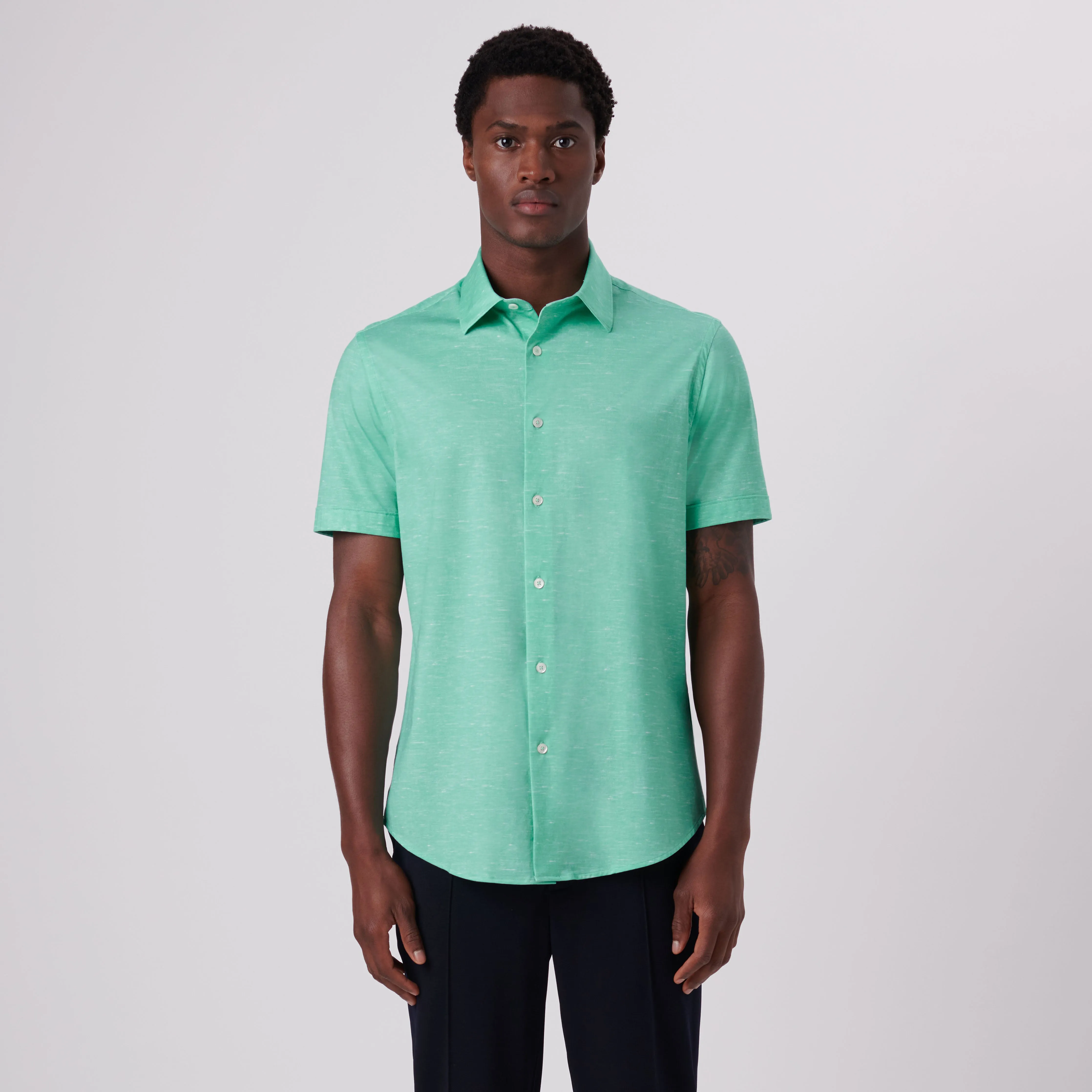Miles Heather Print OoohCotton Short Sleeve Shirt sold by Bugatchi product image thumbnail 2