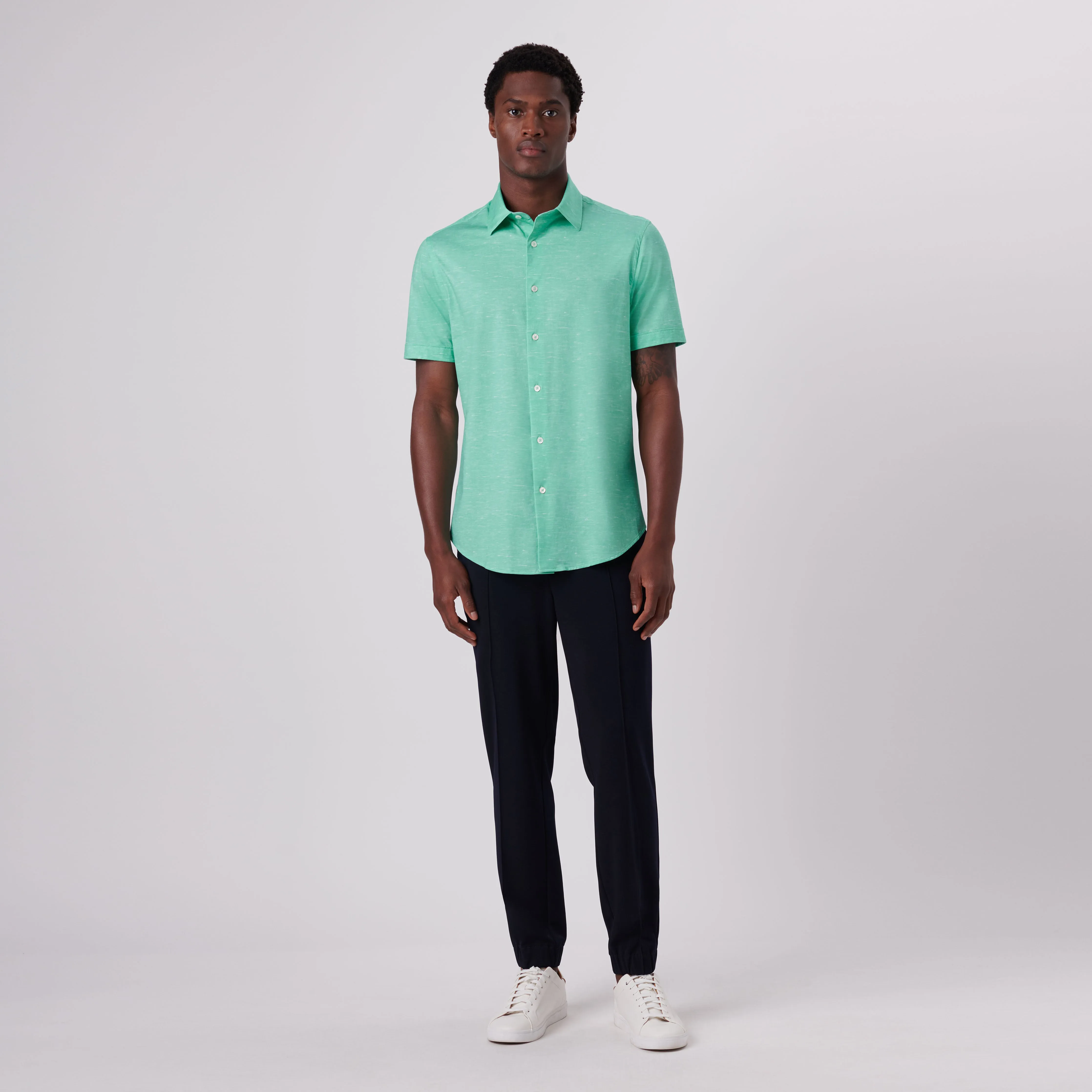Miles Heather Print OoohCotton Short Sleeve Shirt sold by Bugatchi product image thumbnail 5
