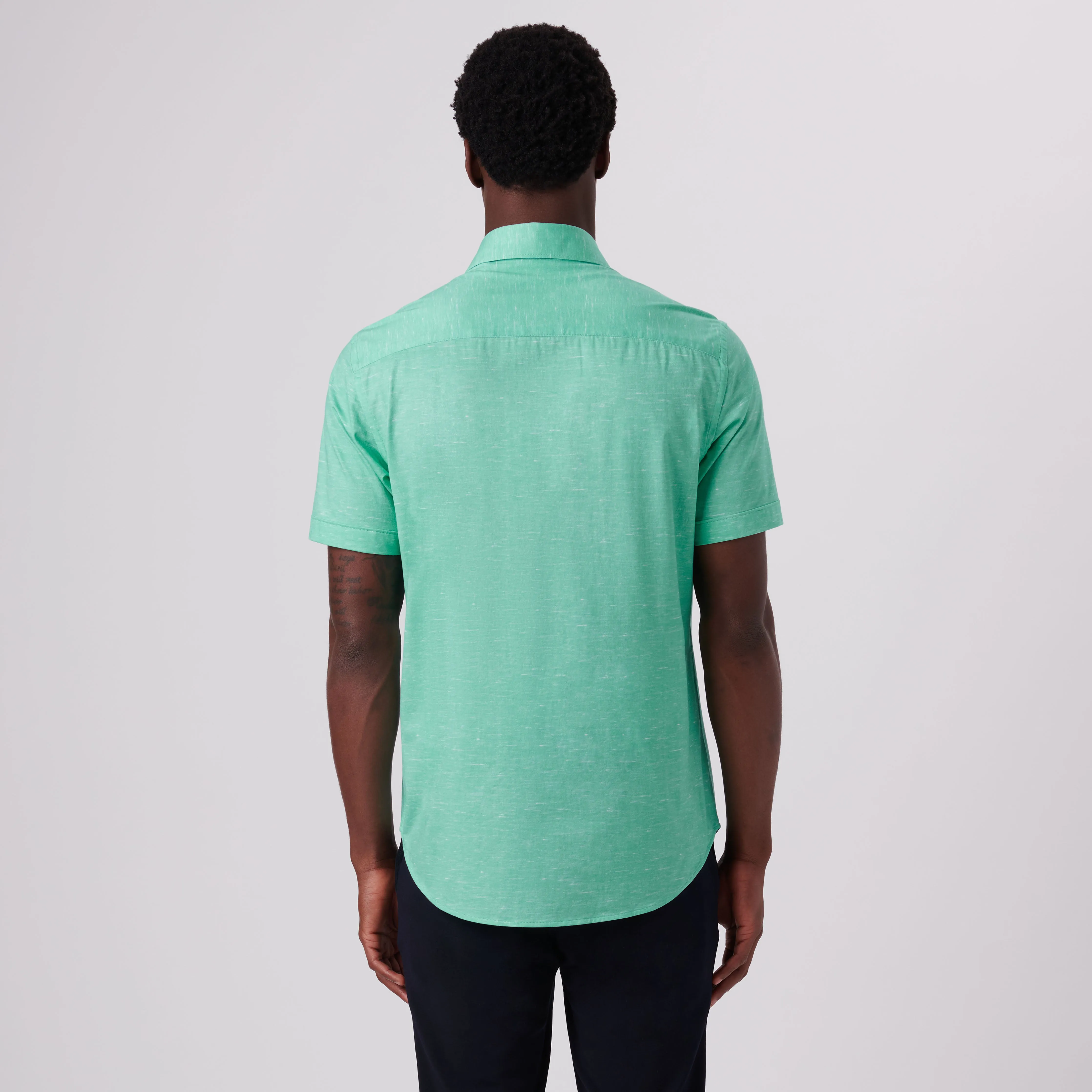 Miles Heather Print OoohCotton Short Sleeve Shirt sold by Bugatchi product image thumbnail 4