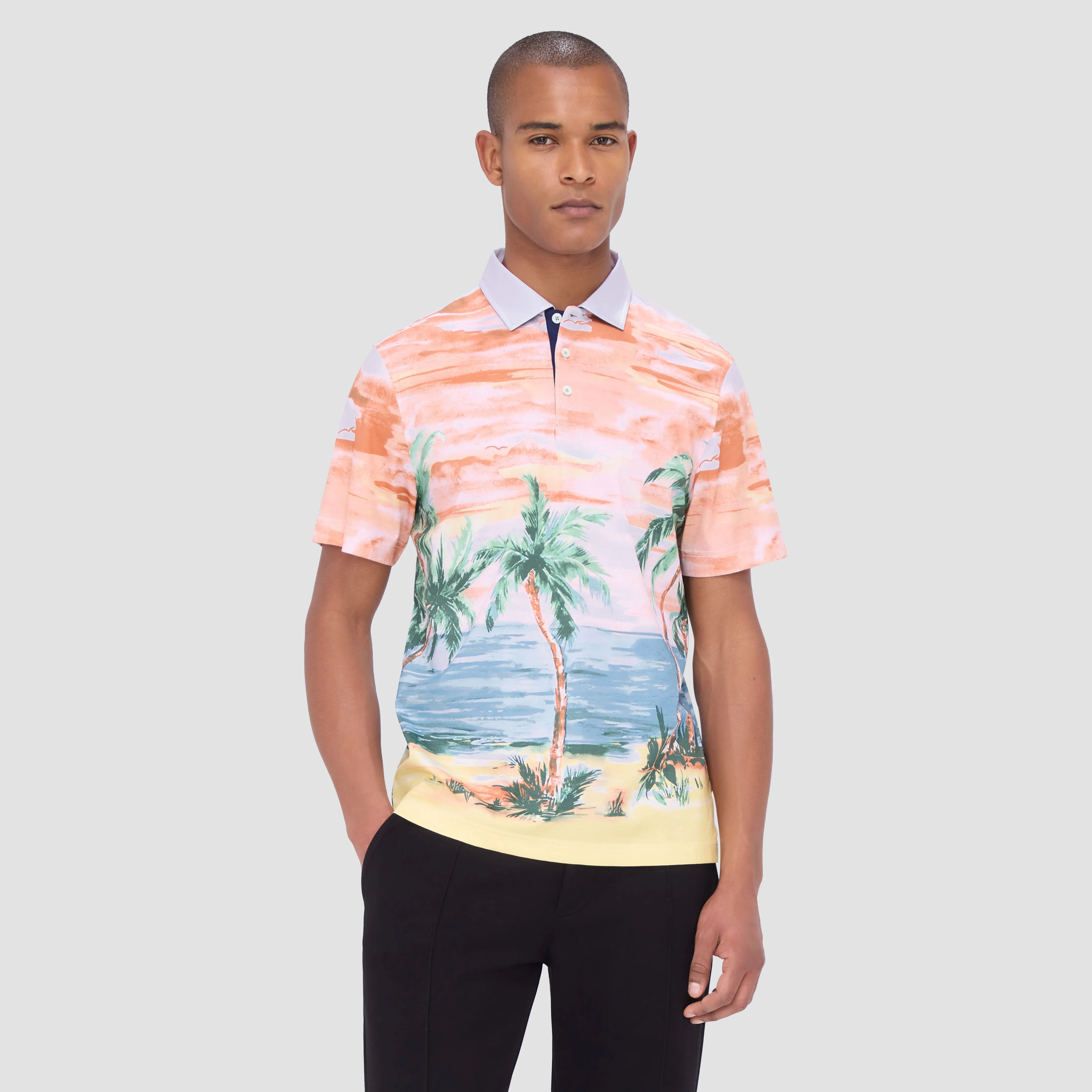 Hendrix Tropical Print Polo sold by Bugatchi product image thumbnail 2