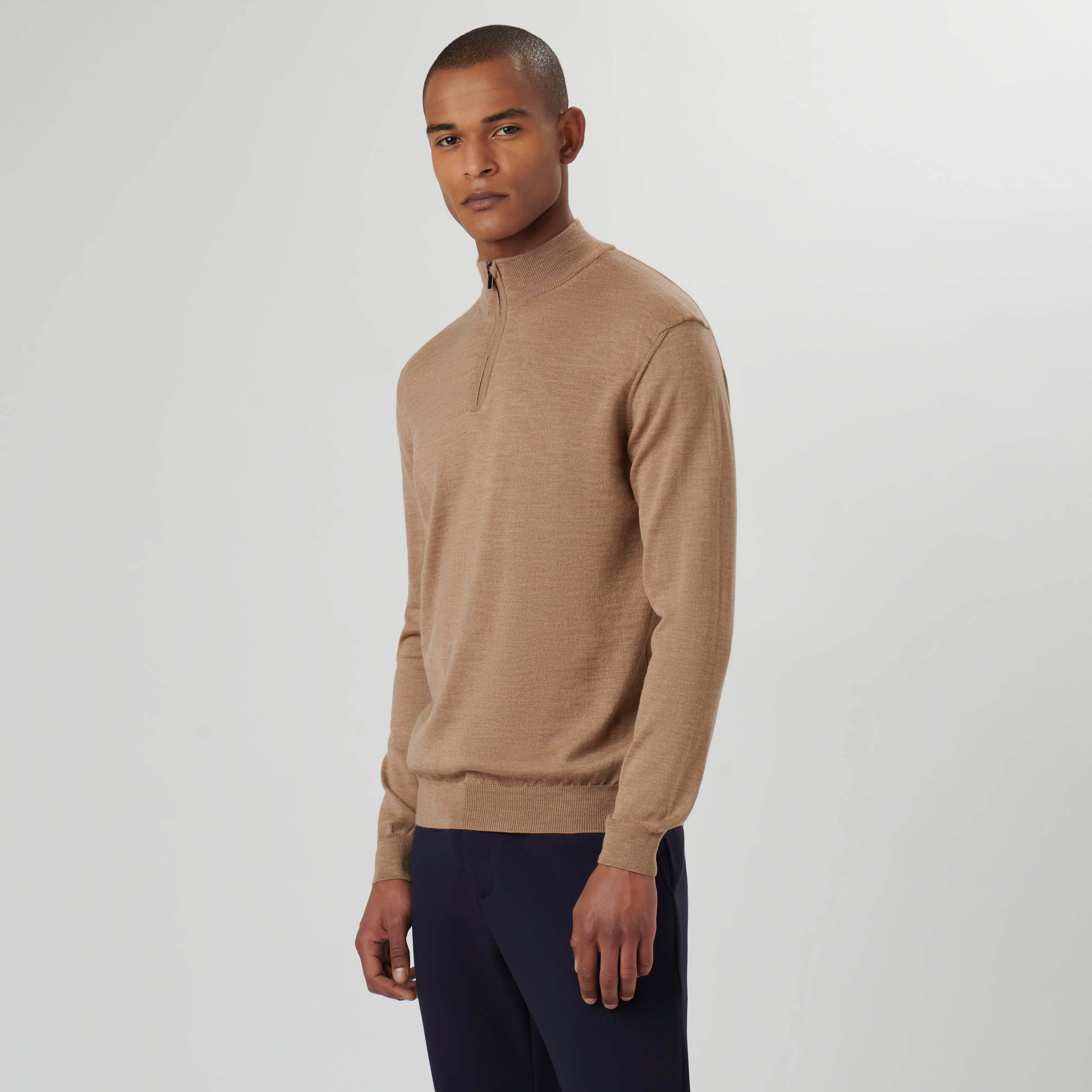 Super Merino Solid Quarter Zip Sweater sold by Bugatchi product image thumbnail 3