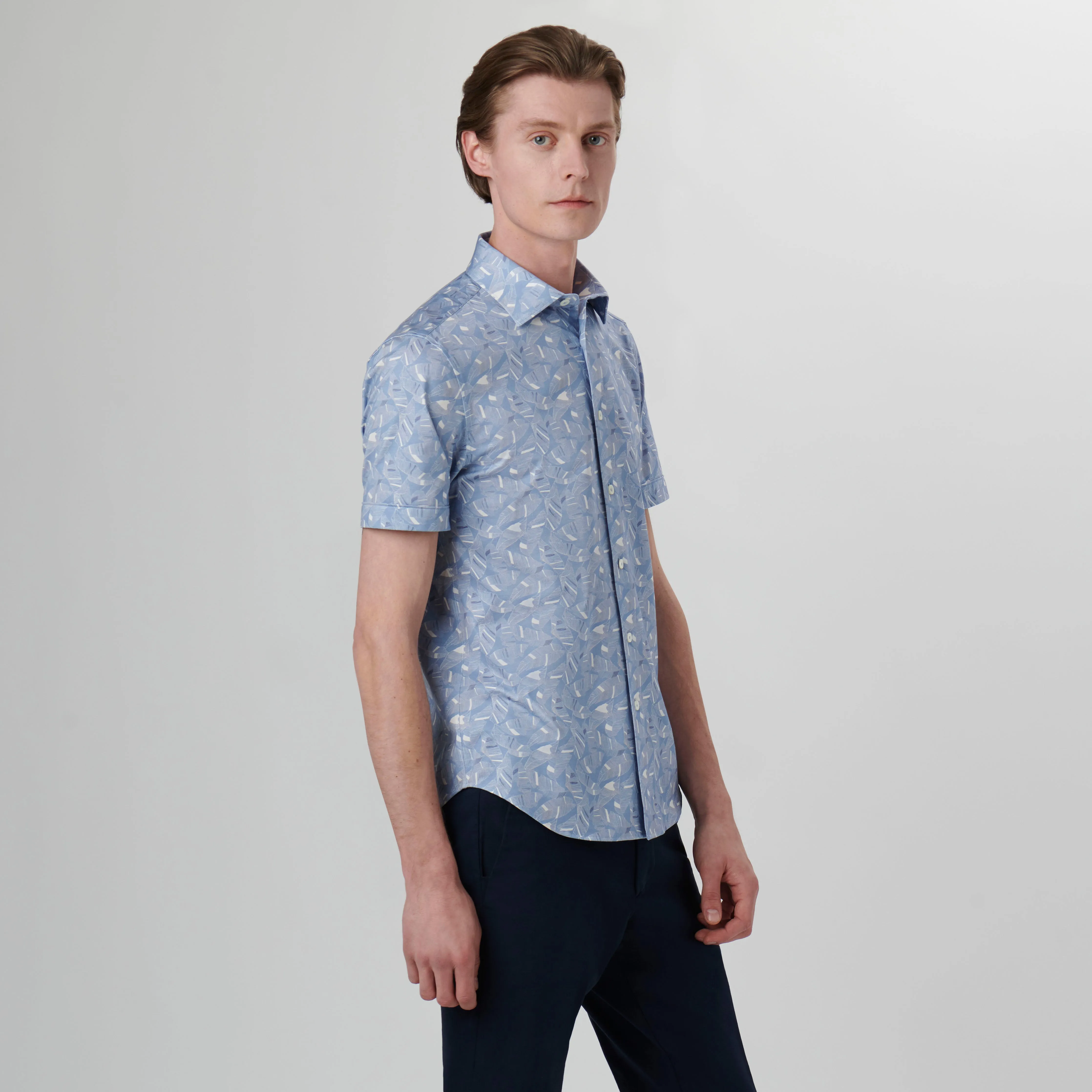 Miles Leaf Print OoohCotton Short Sleeve Shirt sold by Bugatchi product image thumbnail 3