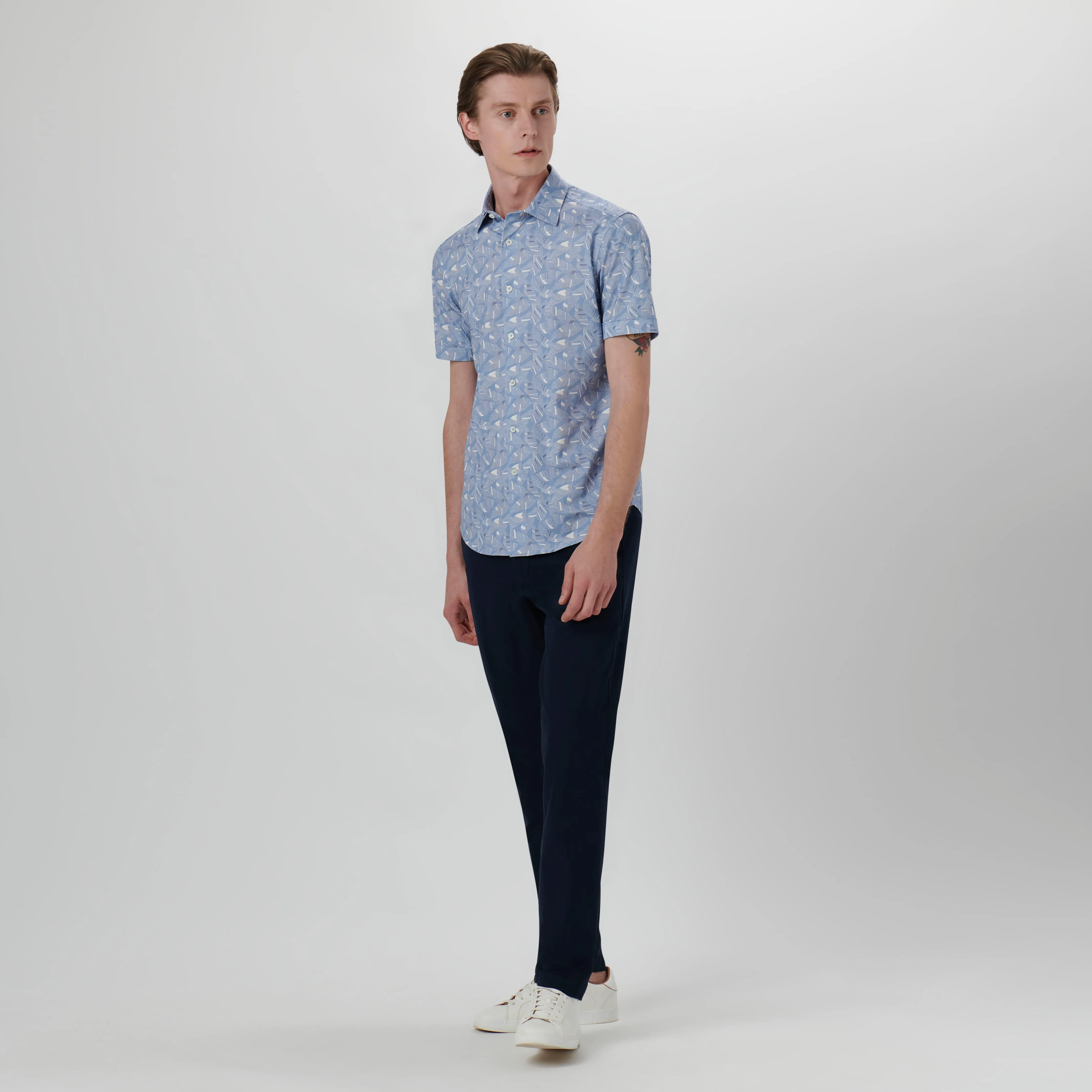 Miles Leaf Print OoohCotton Short Sleeve Shirt sold by Bugatchi product image thumbnail 5