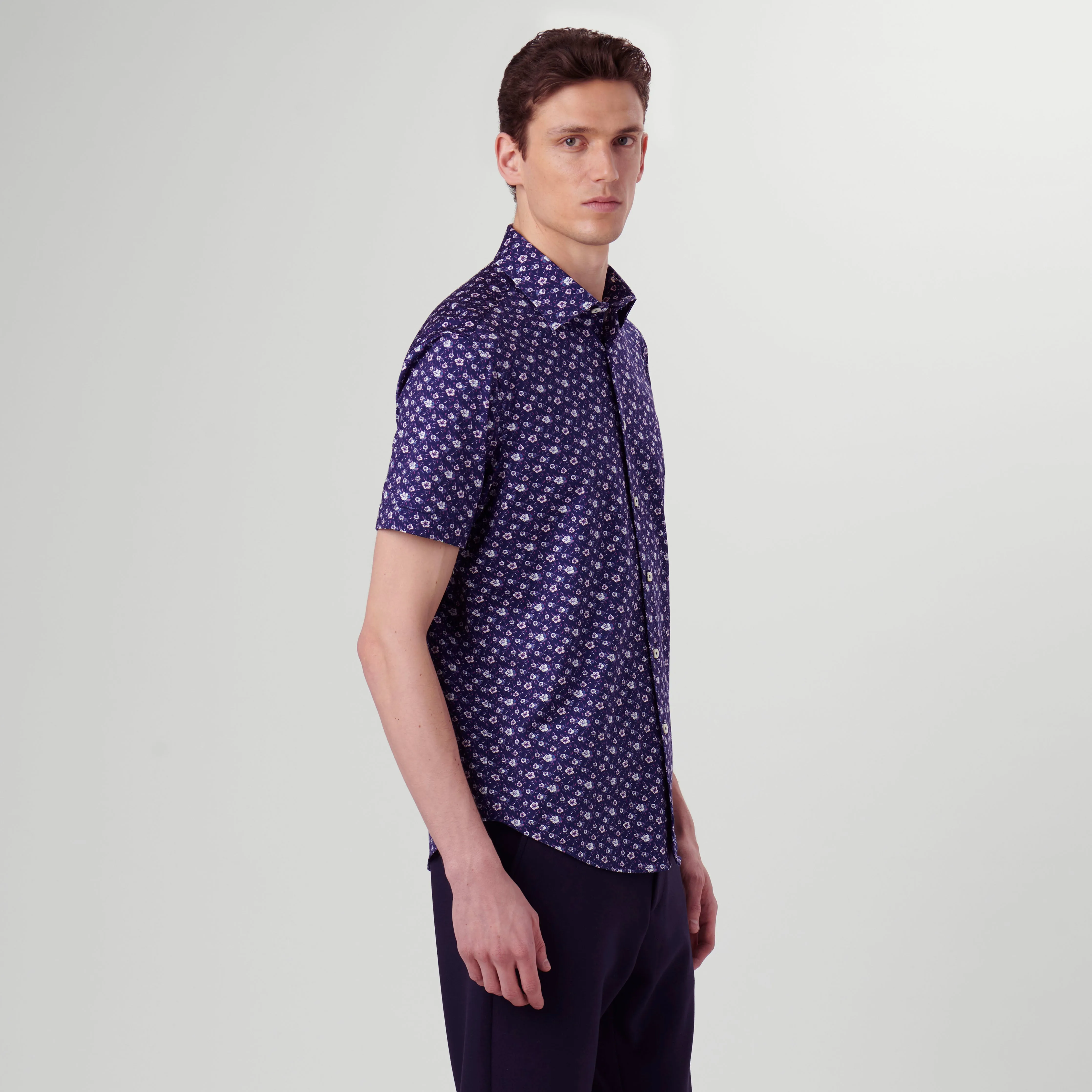 Miles Floral OoohCotton Short Sleeve Shirt sold by Bugatchi product image thumbnail 3