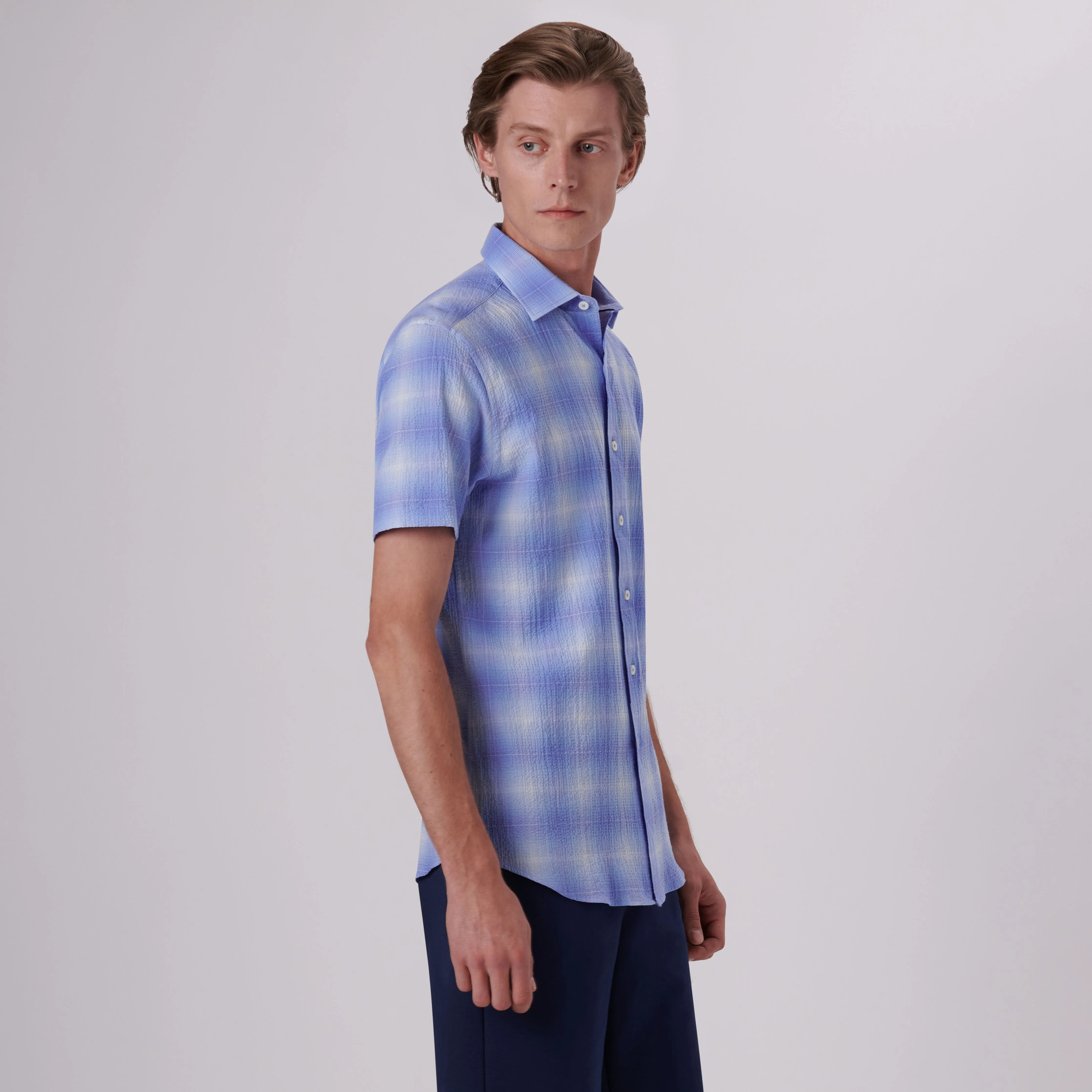 Orson Windowpane Check Short Sleeve Shirt sold by Bugatchi product image thumbnail 3