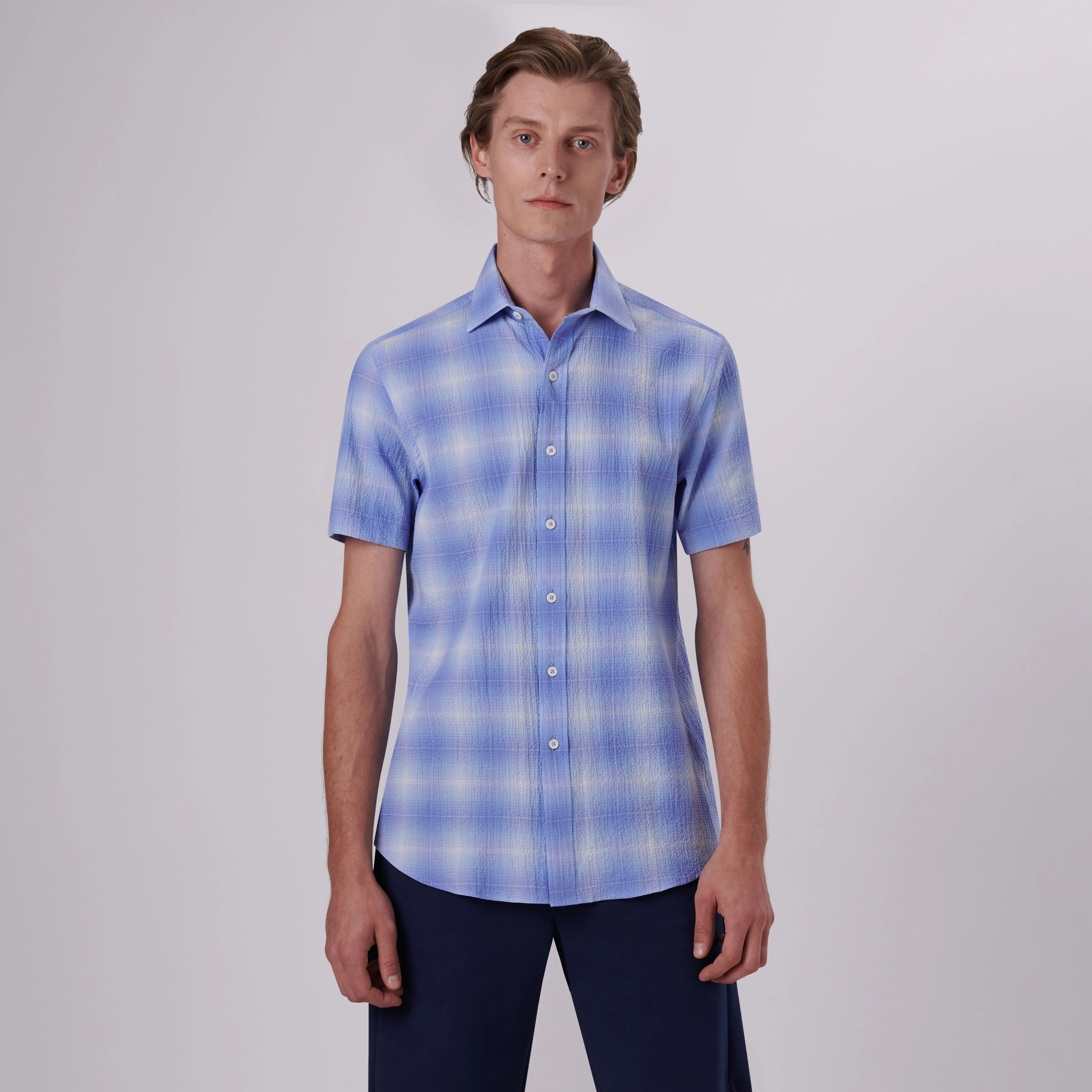 Orson Windowpane Check Short Sleeve Shirt sold by Bugatchi product image thumbnail 2