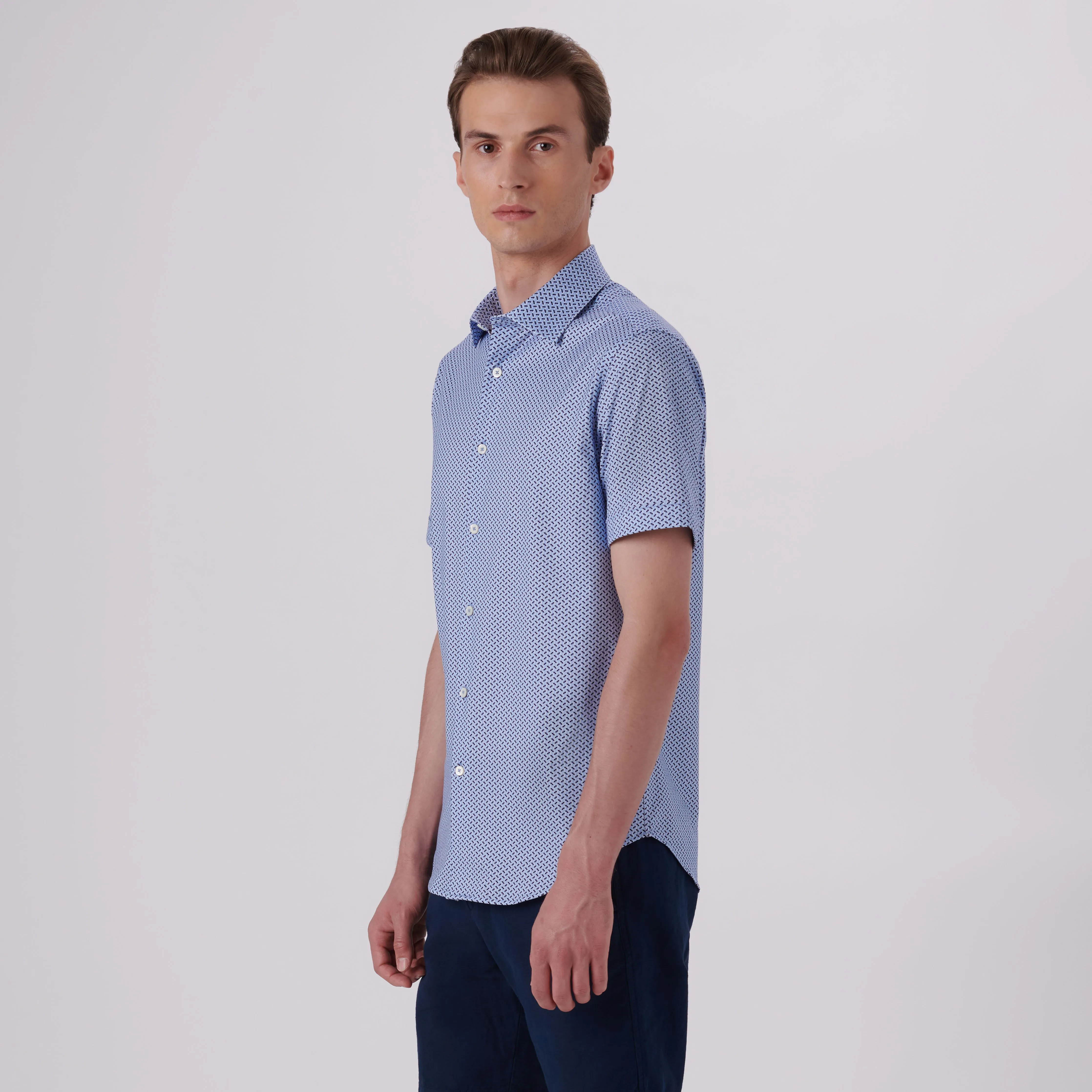 Miles Abstract Print OoohCotton Short Sleeve Shirt sold by Bugatchi product image thumbnail 3