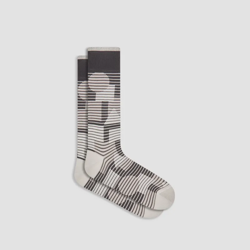 Striped Geometrical Mid-Calf Socks sold by Bugatchi