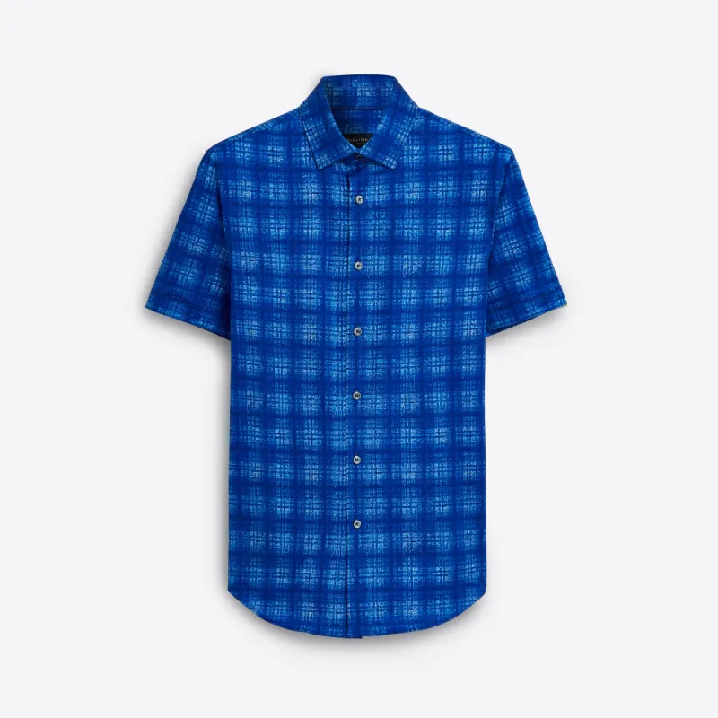 MILES Windowpane Check OoohCotton Short Sleeve Shirt sold by Bugatchi