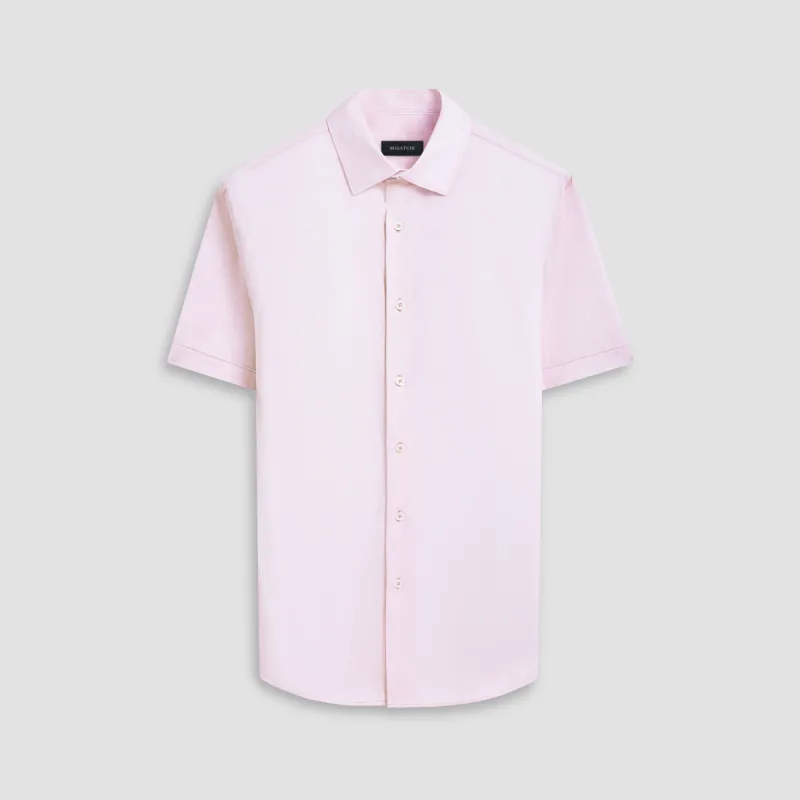 Miles Chambray Print OoohCotton Short Sleeve Shirt sold by Bugatchi