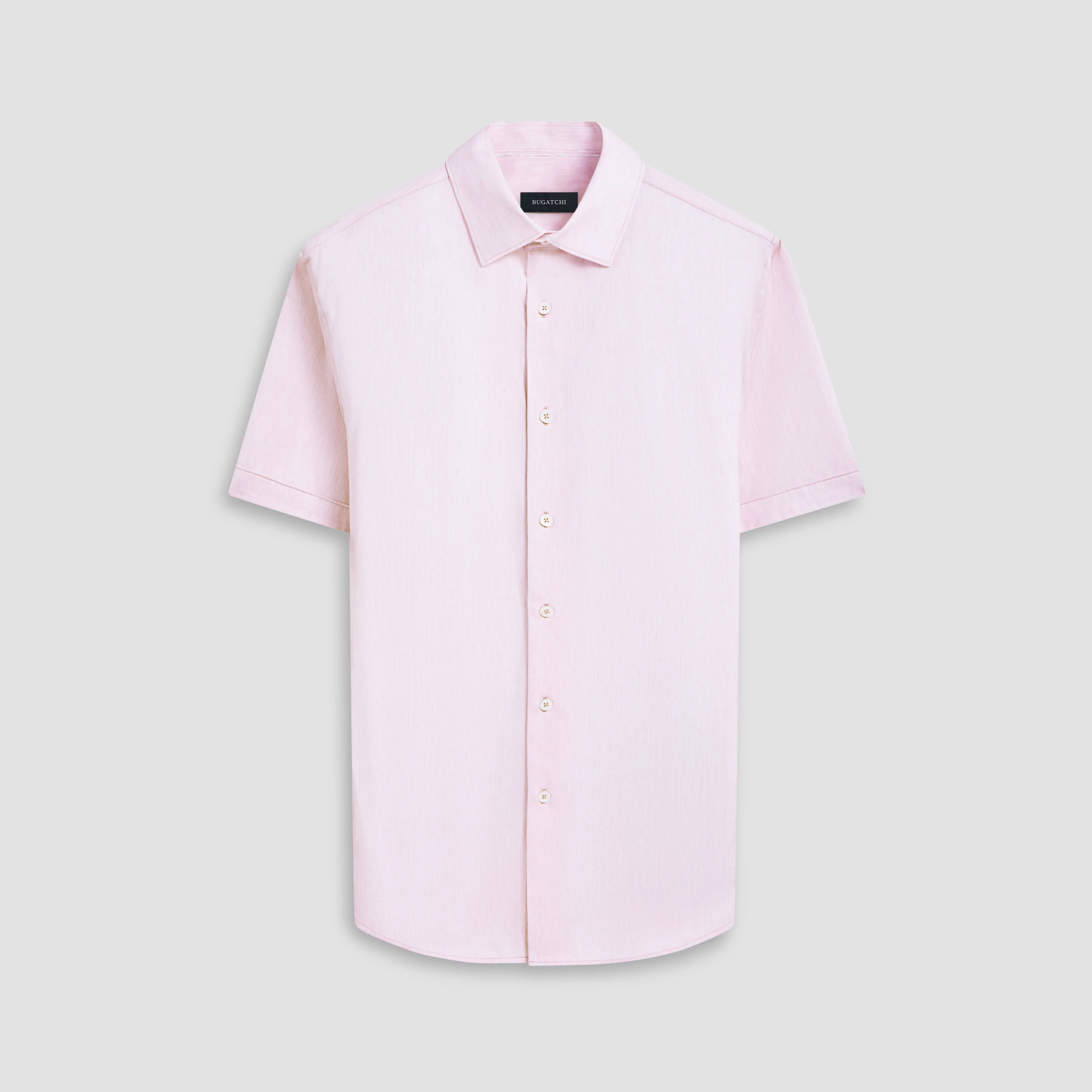 Miles Chambray Print OoohCotton Short Sleeve Shirt sold by Bugatchi