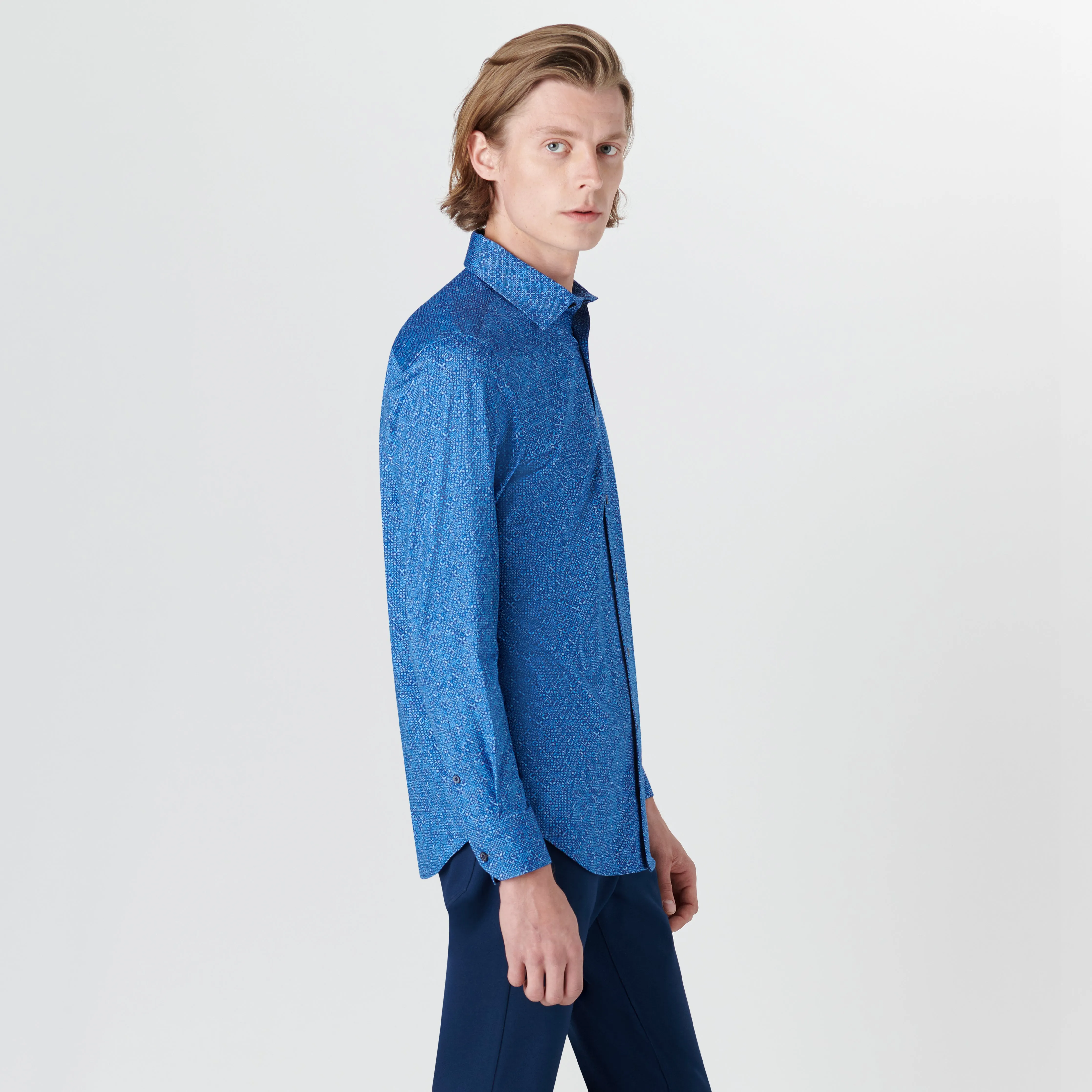 JAMES Mosaic Print OoohCotton Shirt sold by Bugatchi product image thumbnail 3