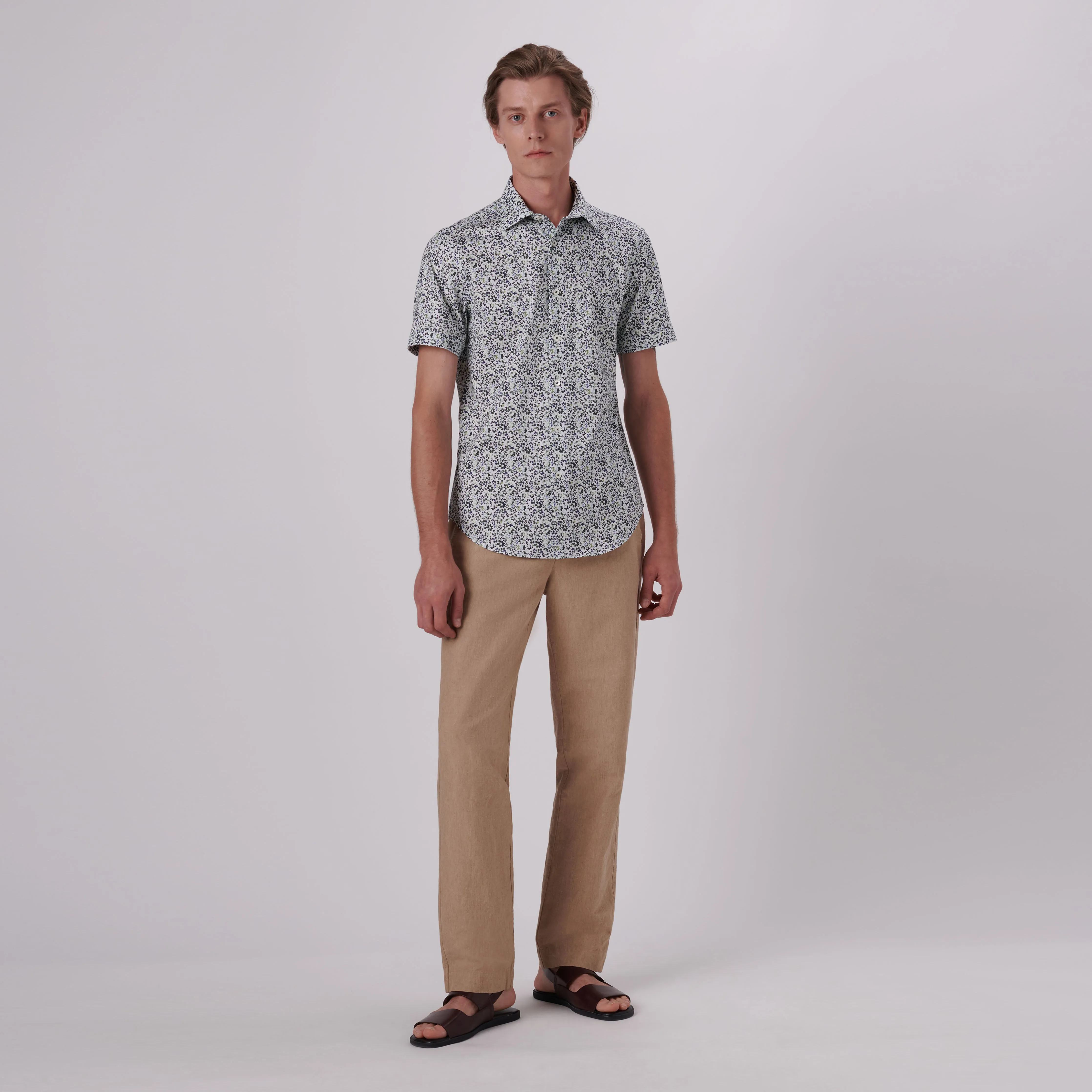 Miles Floral Print OoohCotton Short Sleeve Shirt sold by Bugatchi product image thumbnail 5