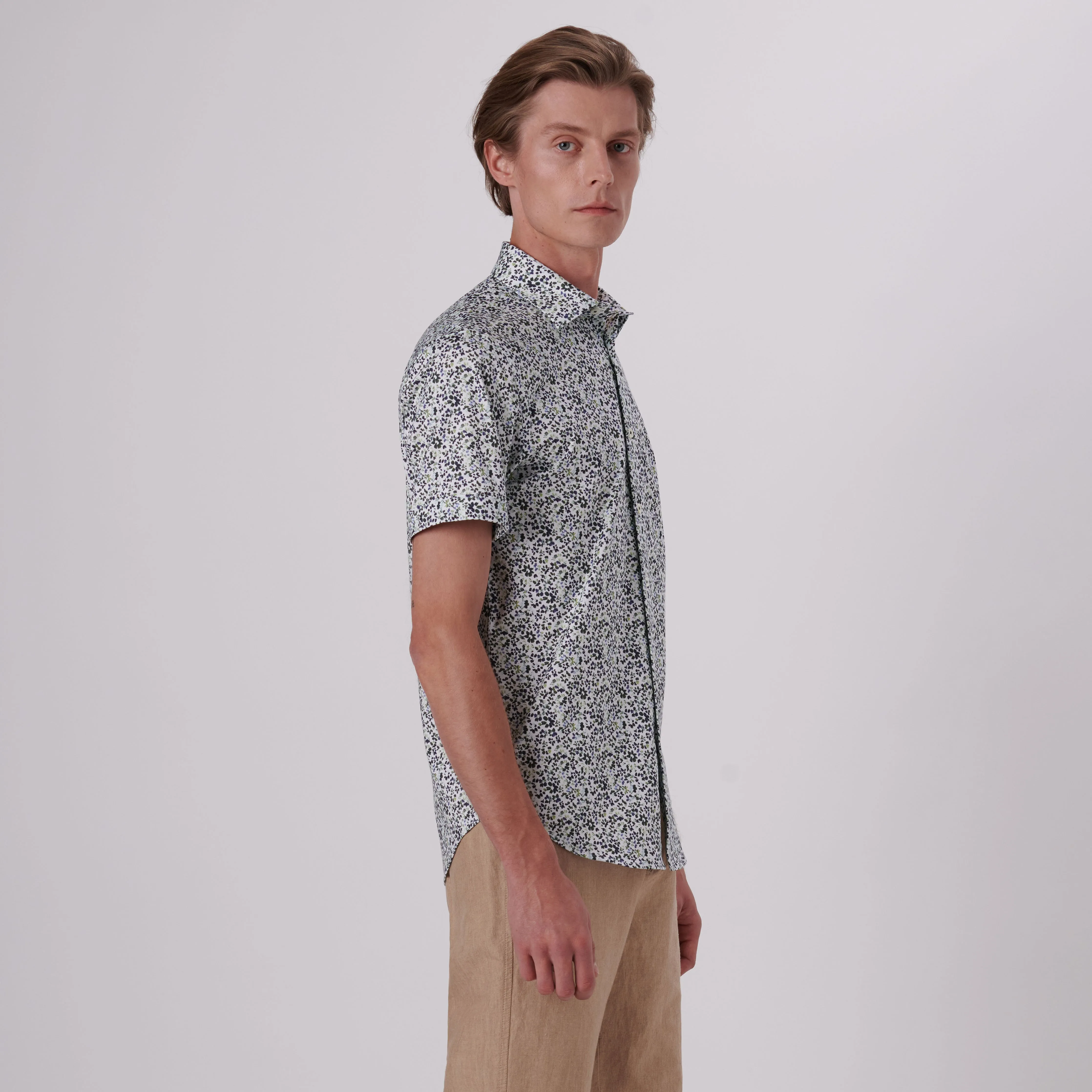 Miles Floral Print OoohCotton Short Sleeve Shirt sold by Bugatchi product image thumbnail 3